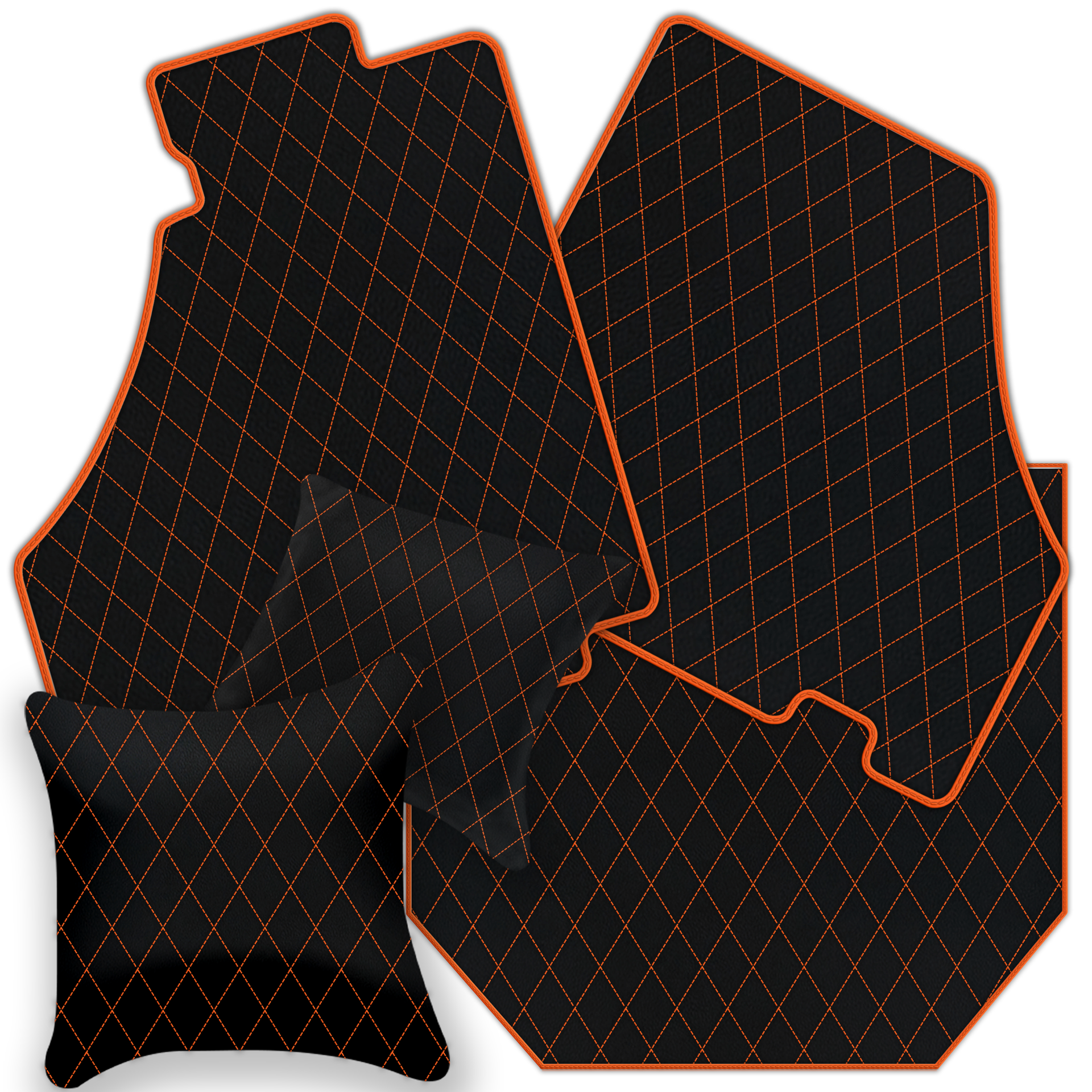 Tappetini per auto neri per Ferrari 360 Modena 1999-2005 con pelle Alcantara rossa - AutoWin