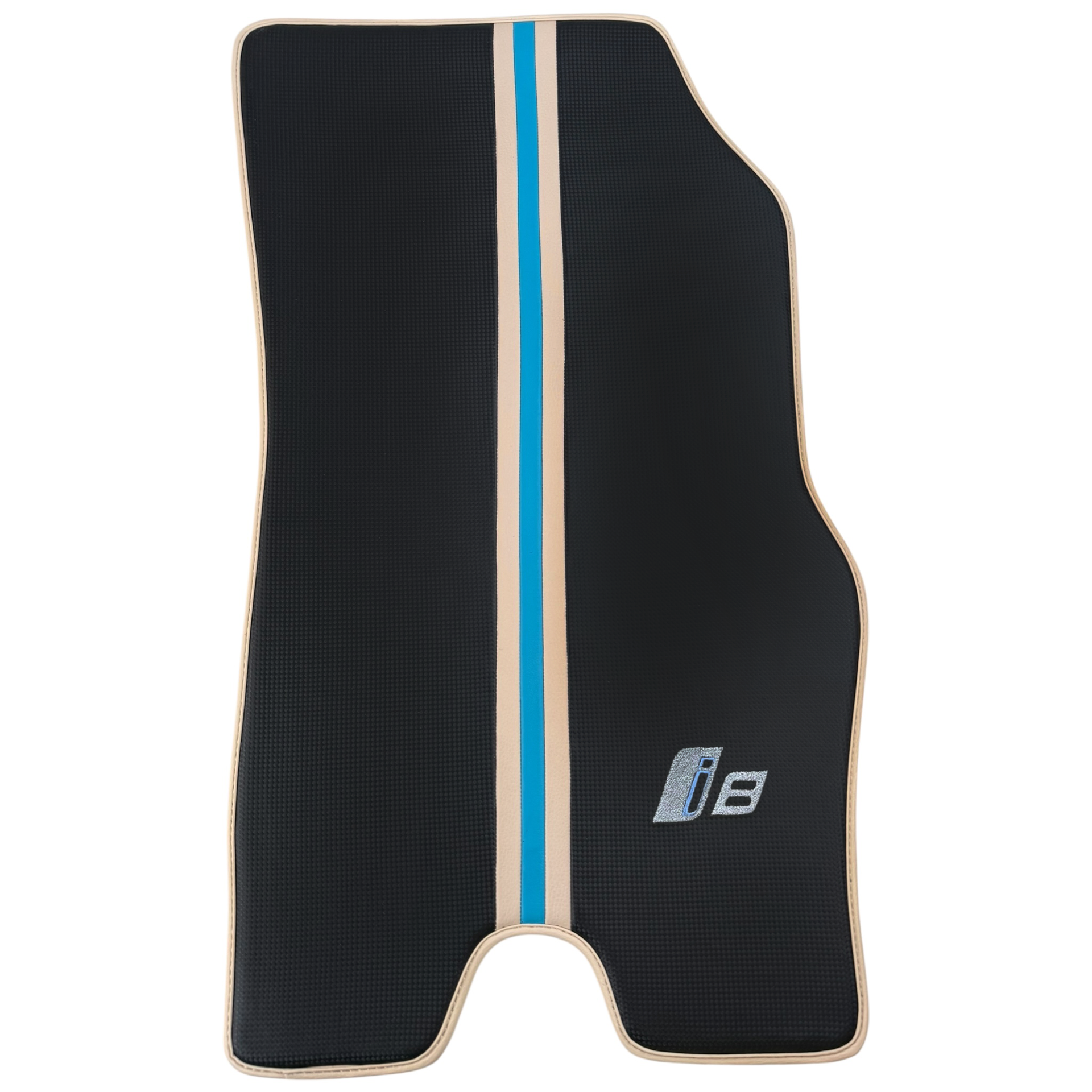 Tapis de voiture en cuir carbone pour BMW i8 Série L12 L15 - Garniture blanche - AutoWin.EU