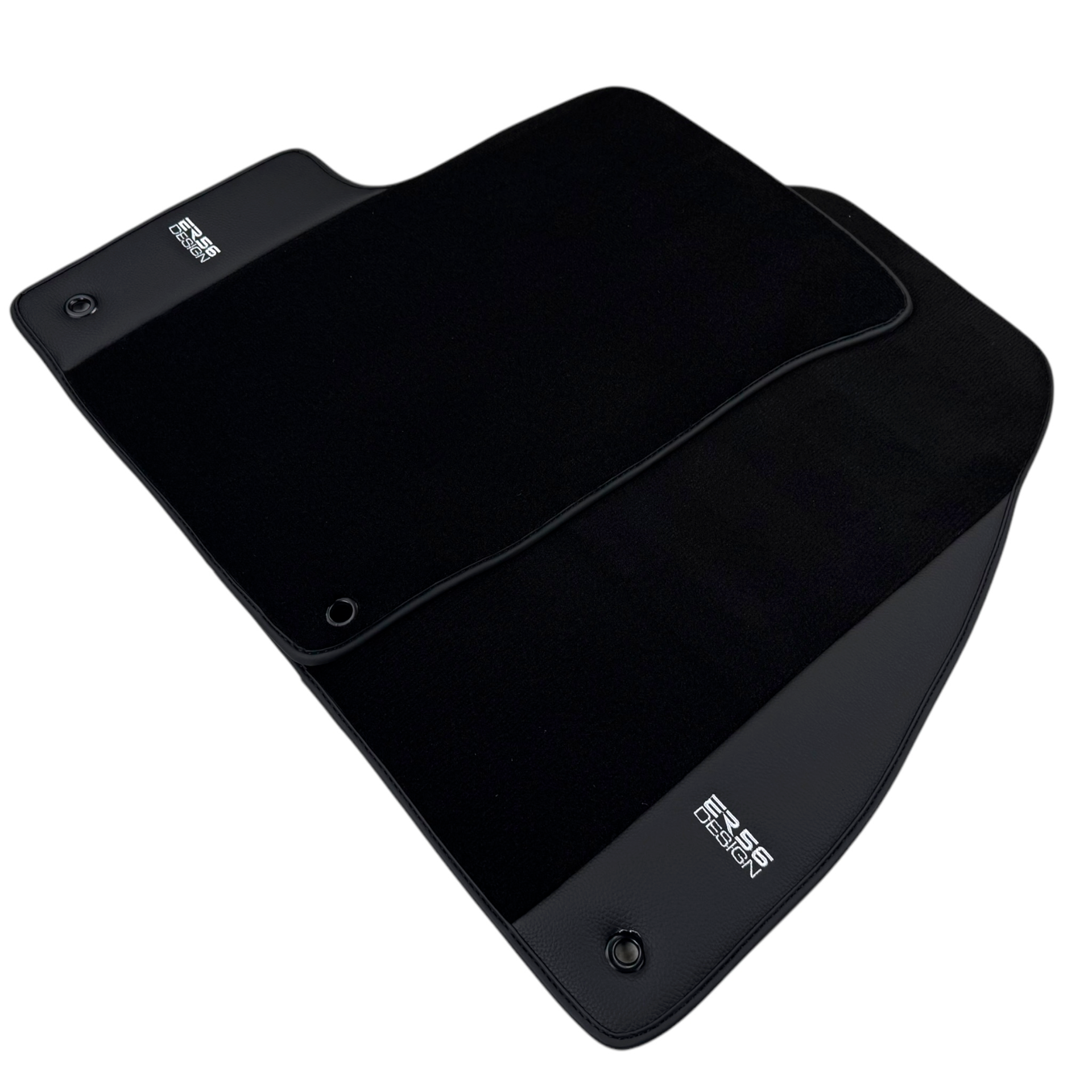 ER56 Design Black Floor Mats for Chevrolet Spark Hatchback (2010-2013) BiFuel with Leather