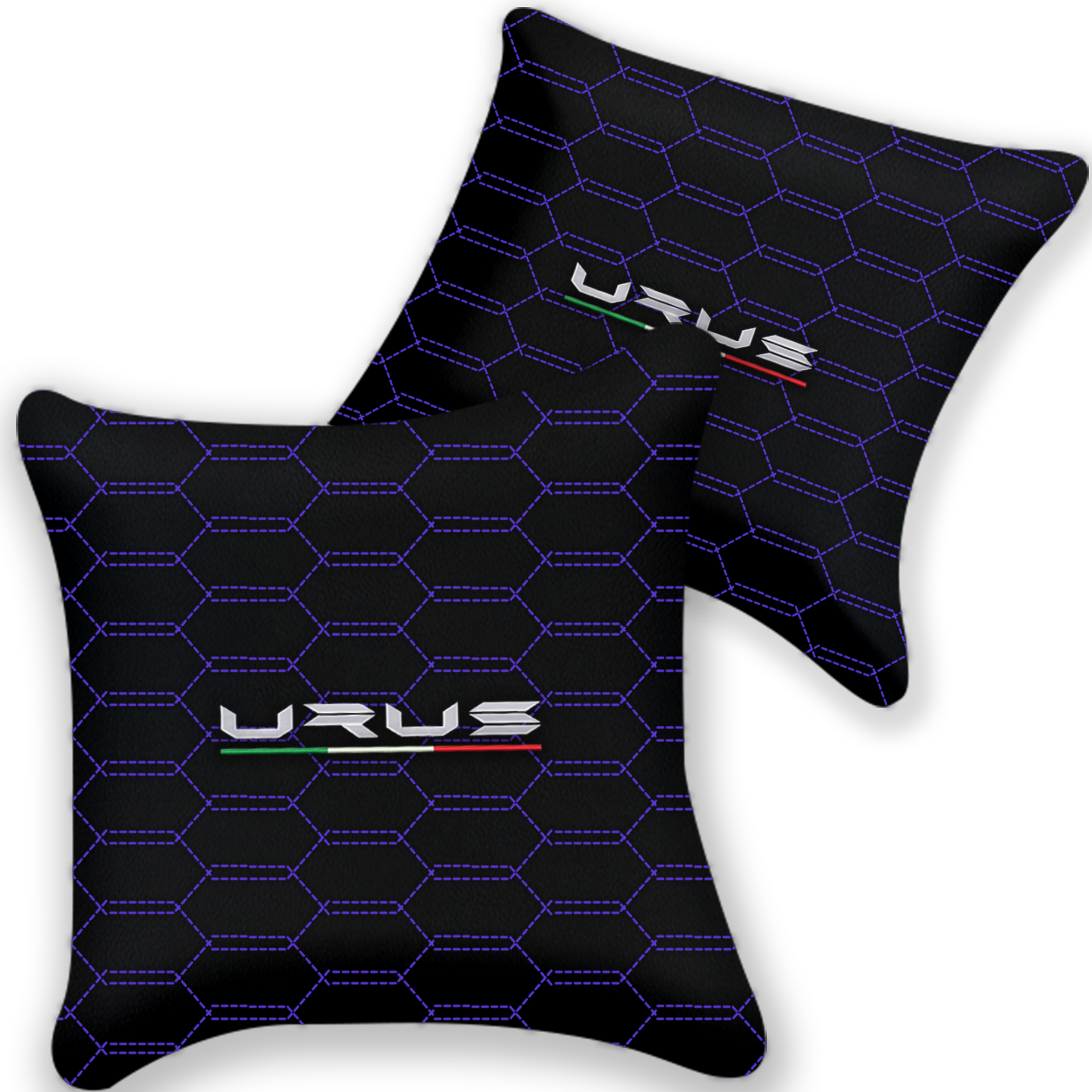 Customizable Black Leather Pillows - Set of 2 for Lamborghini