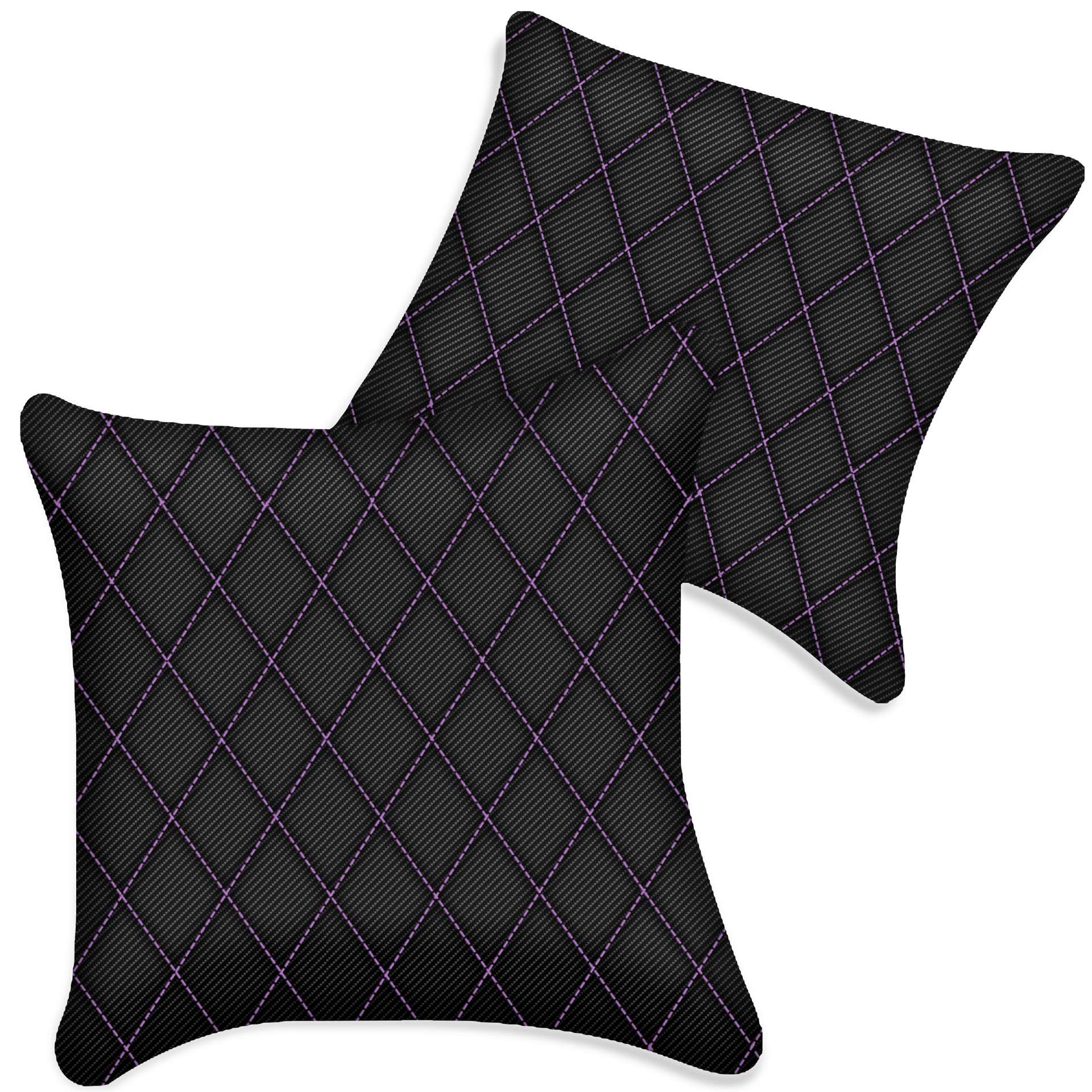 Customizable Black Carbon Fiber Pillows Set of 2 for All Vehicles | Single Diamond Pattern