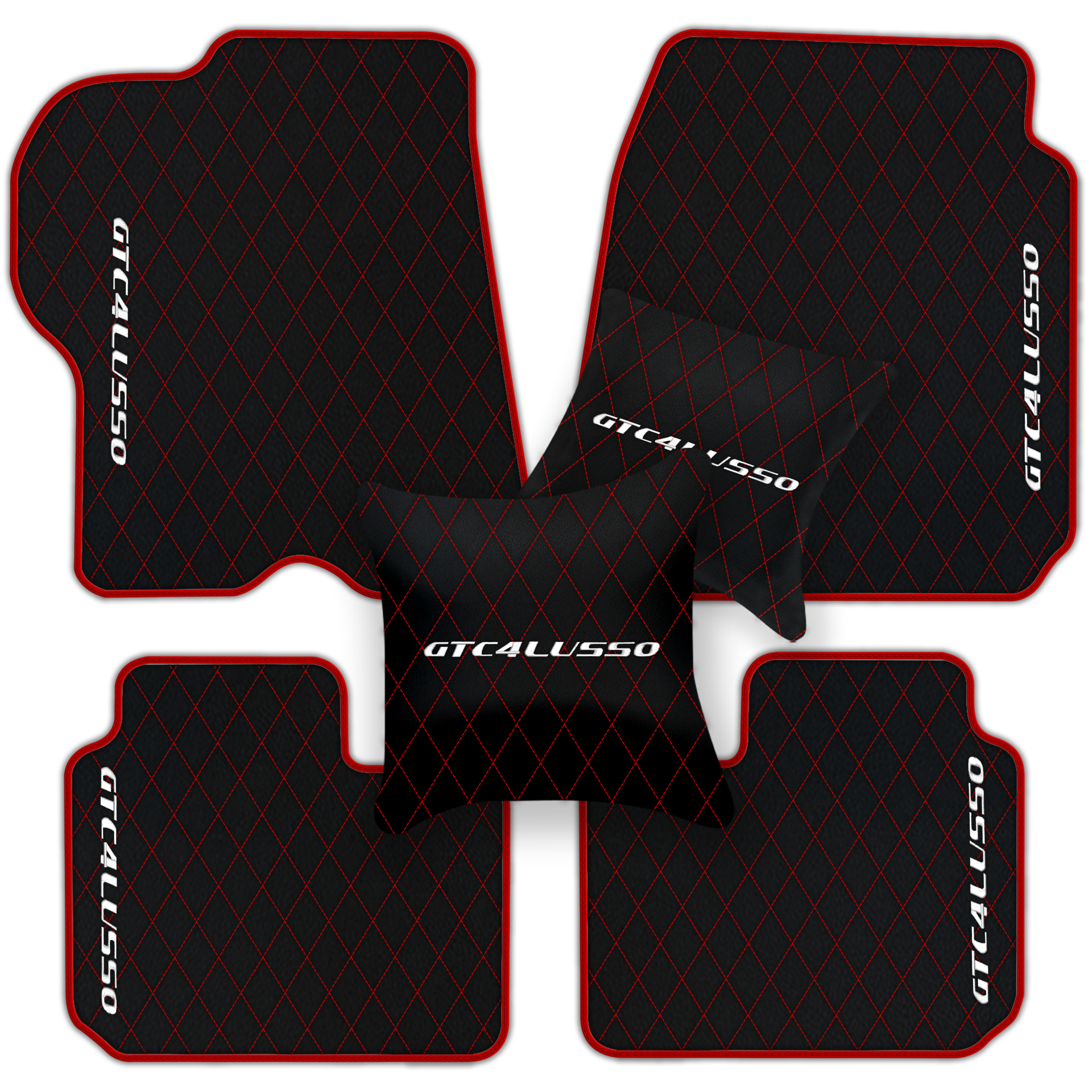 Luxury Black Leather Floor Mats for Ferrari Roma (2021-2024)