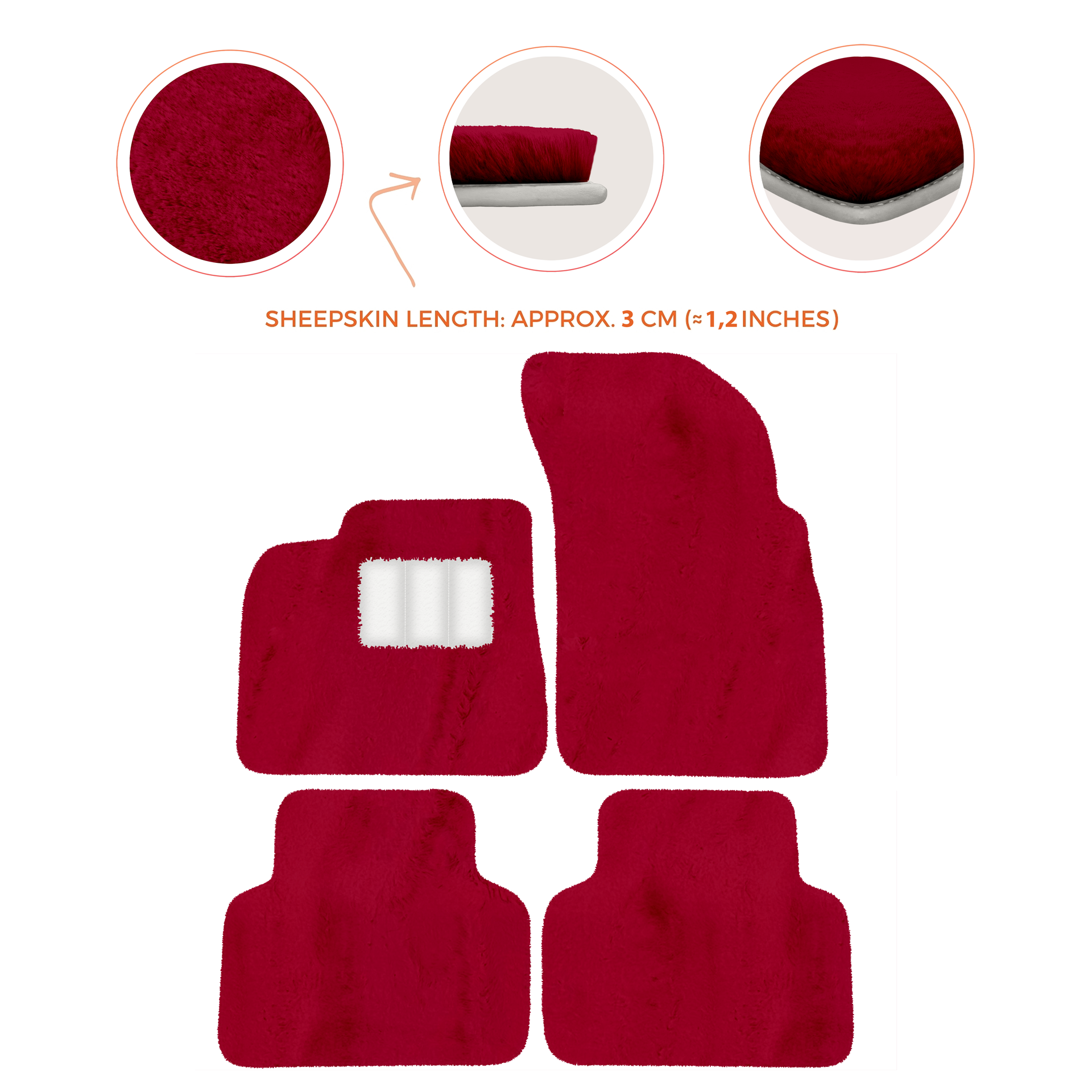 Premium Sheepskin Floor Mats for Lamborghini Countach 1974-1990