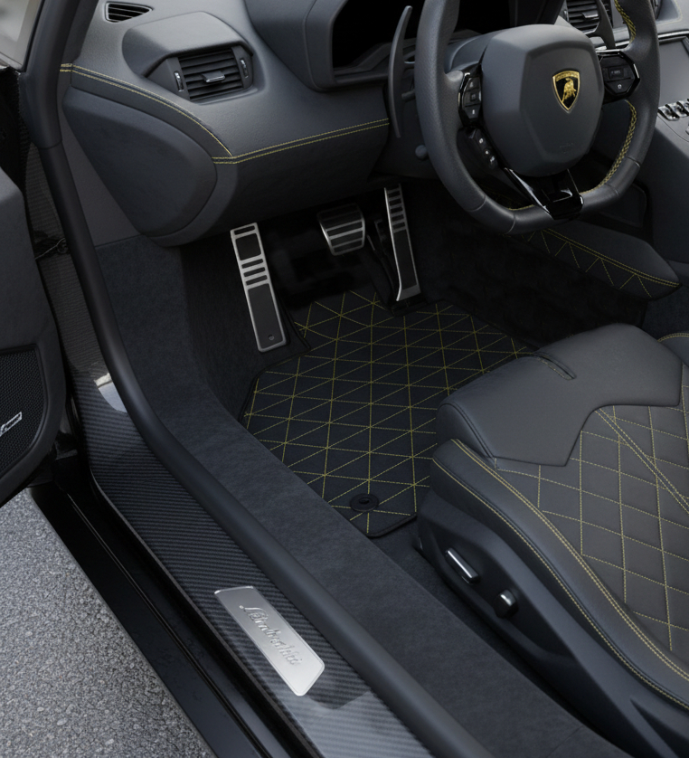 Customizable Leather Floor Mats with Square Pattern for Lamborghini Aventador SV (2012-2022) - AutoWin