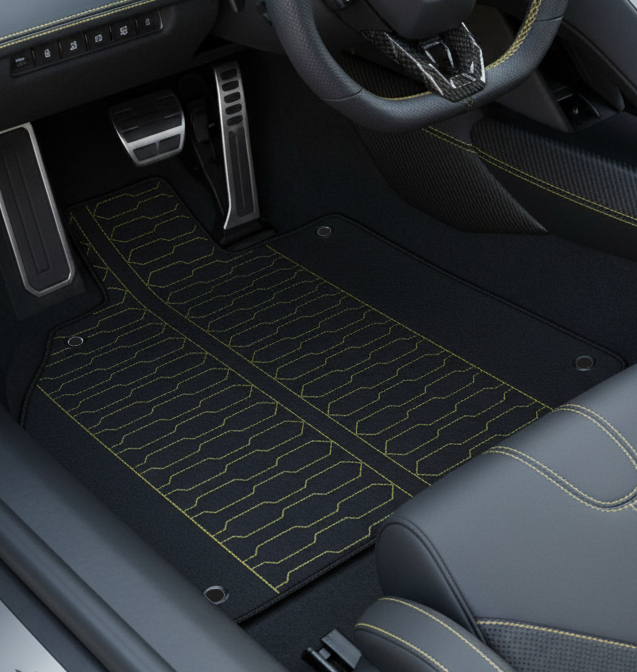 Customizable Black Floor Mats for Lamborghini Sian (2020-2022) with Carbon Fiber - AutoWin.EU