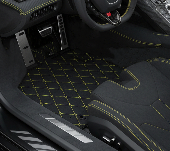Customizable Black Floor Mats for Lamborghini Sian (2020-2022) with Carbon Fiber - AutoWin.EU