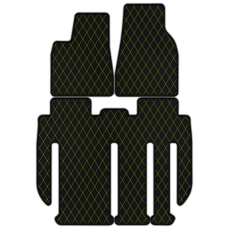 Anpassbare Lederfußmatten mit einzelnem Rautenmuster für Tesla Model X – 7 Sitze (2017–2025)