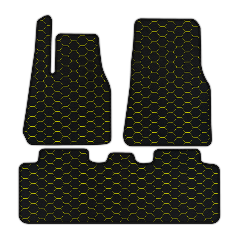 Customizable Leather Floor Mats with Symmetrical Hex Pattern for Tesla Model Y (2020-2023)