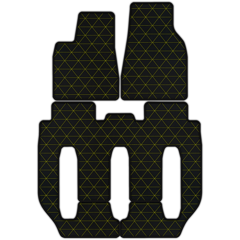 Anpassbare Lederfußmatten mit Dreiecksmuster für Tesla Model X – 7 Sitze (2016–2017)