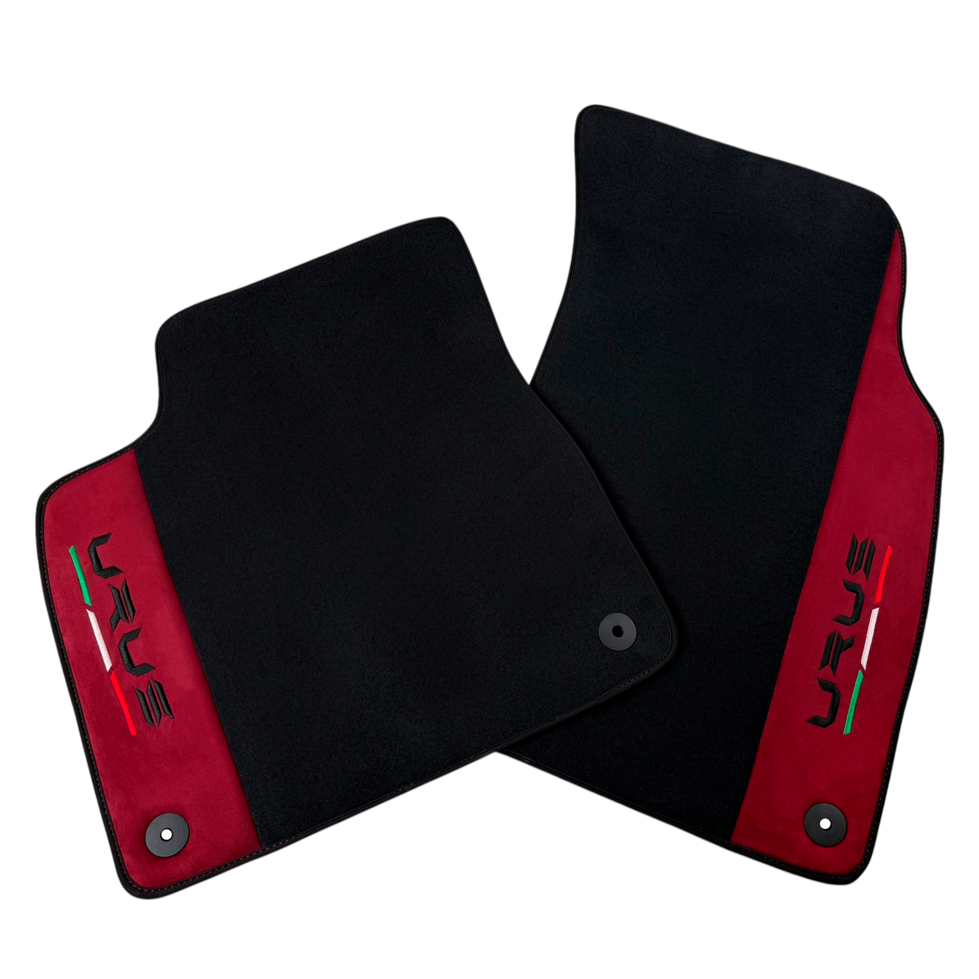 Black Floor Mats for Lamborghini Urus with Bordeaux Alcantara Leather