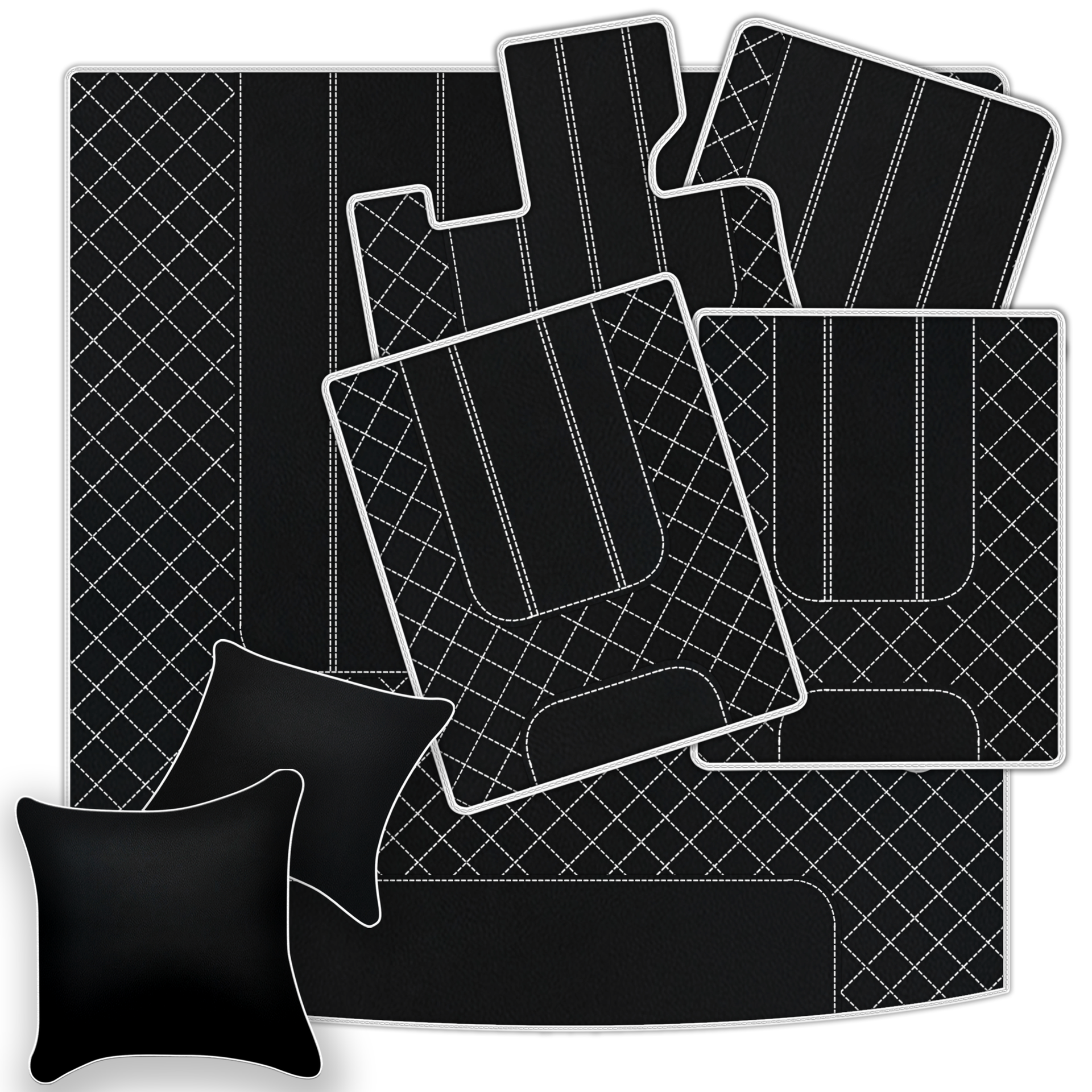 Tappetini per auto in pelle personalizzabili con motivo esagonale intrecciato per Bentley Red Label RL (1998-2009) - AutoWin