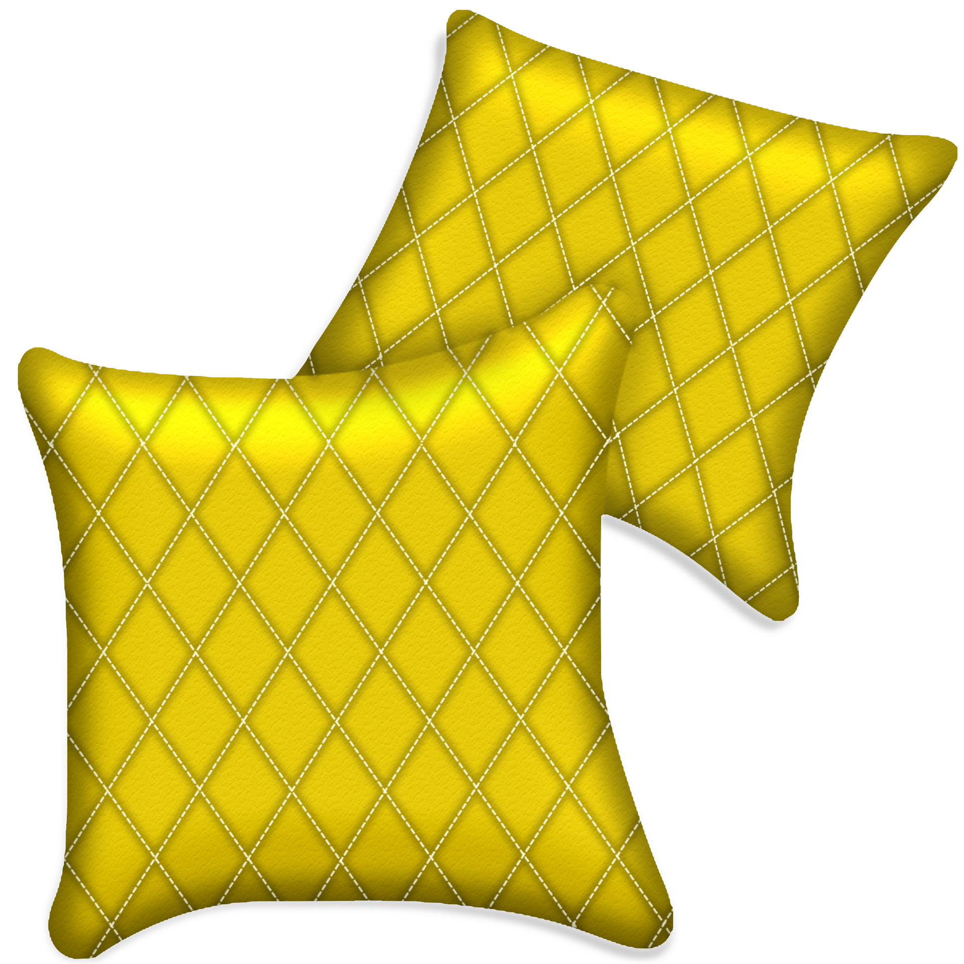 Customizable Yellow Leather Pillows Set of 2 for All Vehicles | Single Diamond Pattern