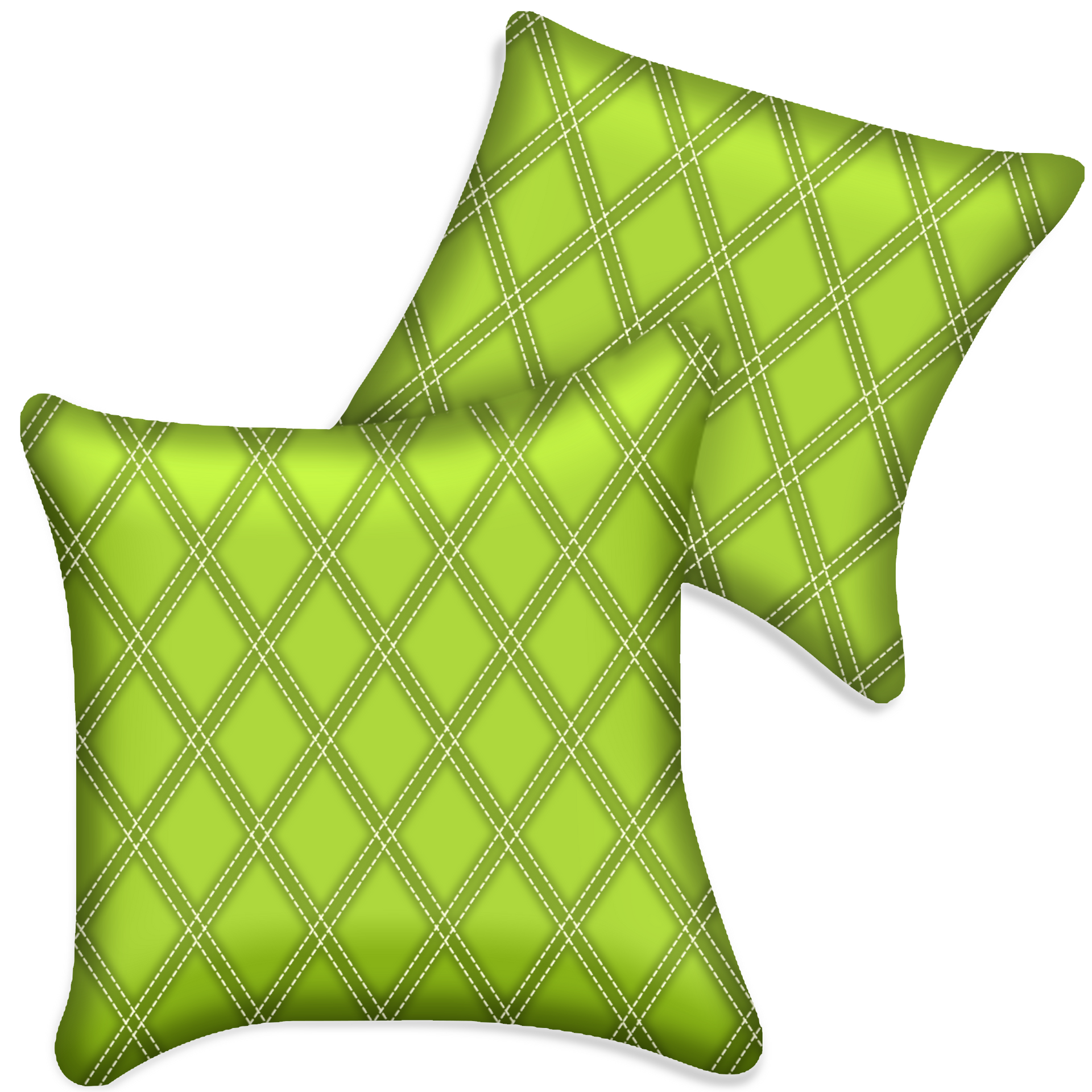 Customizable Green Leather Pillows Set of 2 for All Vehicles | Double Diamond Pattern