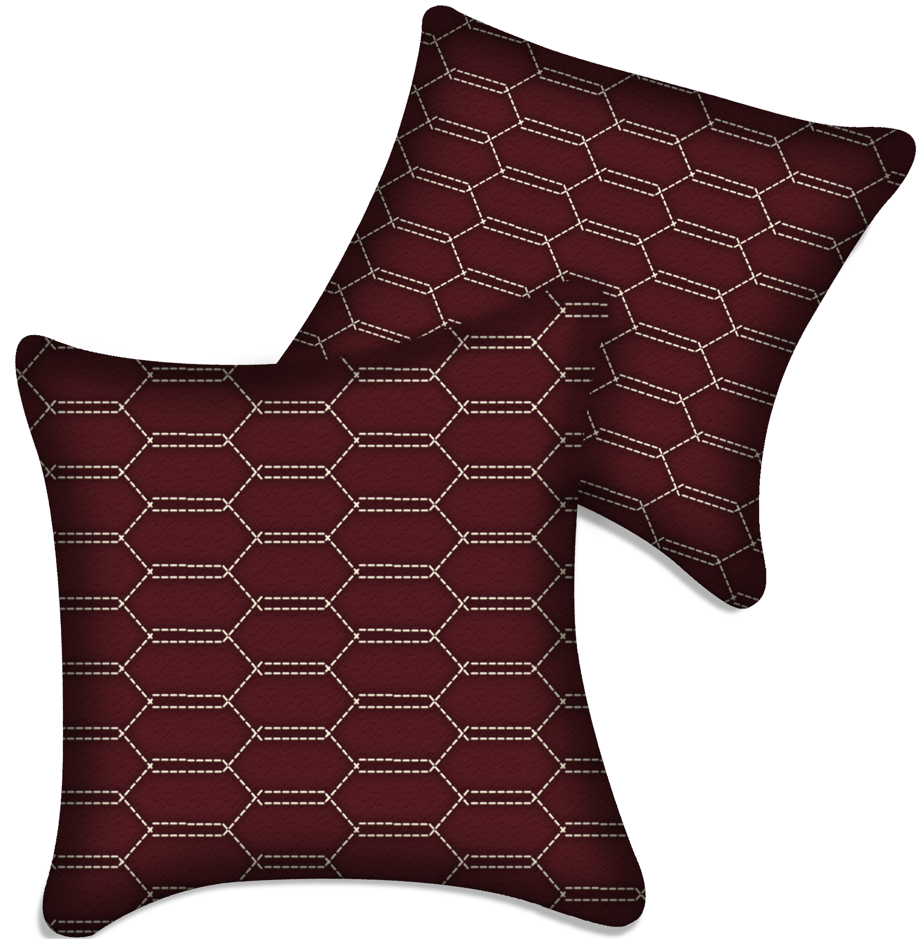 Customizable Dark Red Leather Pillows Set of 2 for All Vehicles