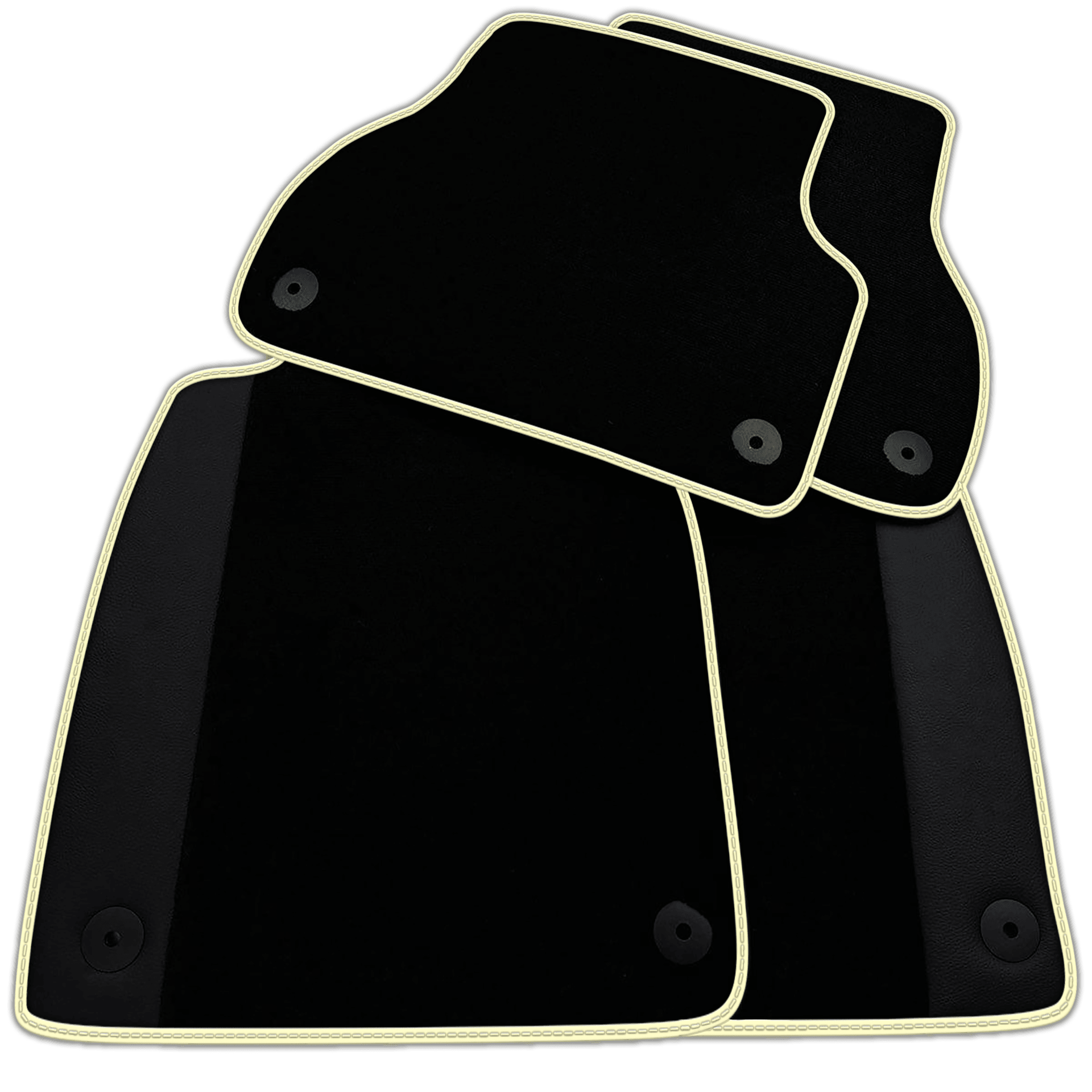 Black Floor Mats for Audi A2 2000-2005 8Z with Leather | Various Trim Colors