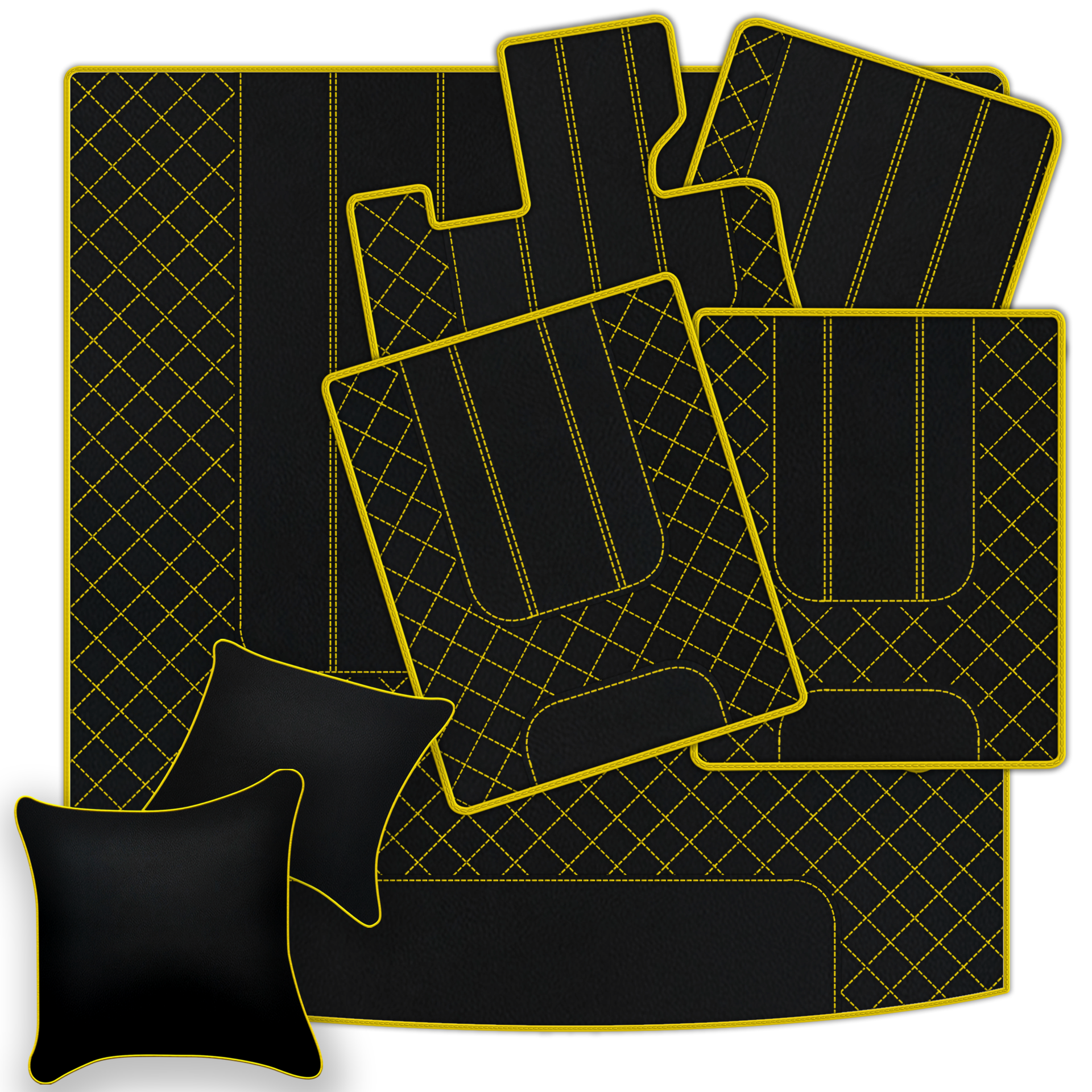 Tappetini per auto in pelle personalizzabili con motivo esagonale intrecciato per Bentley Red Label RL (1998-2009) - AutoWin