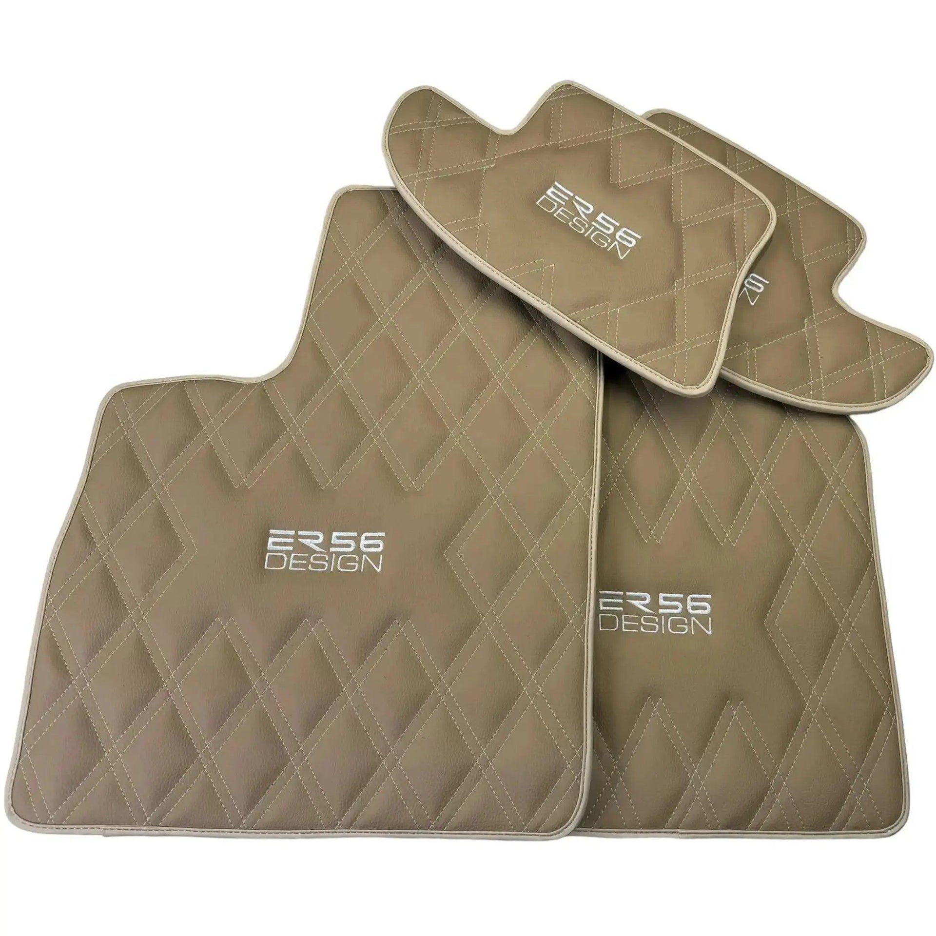Beige Floor Mats for Bentley Continental GT (2018–2023) with Leather | ER56 Design - AutoWin