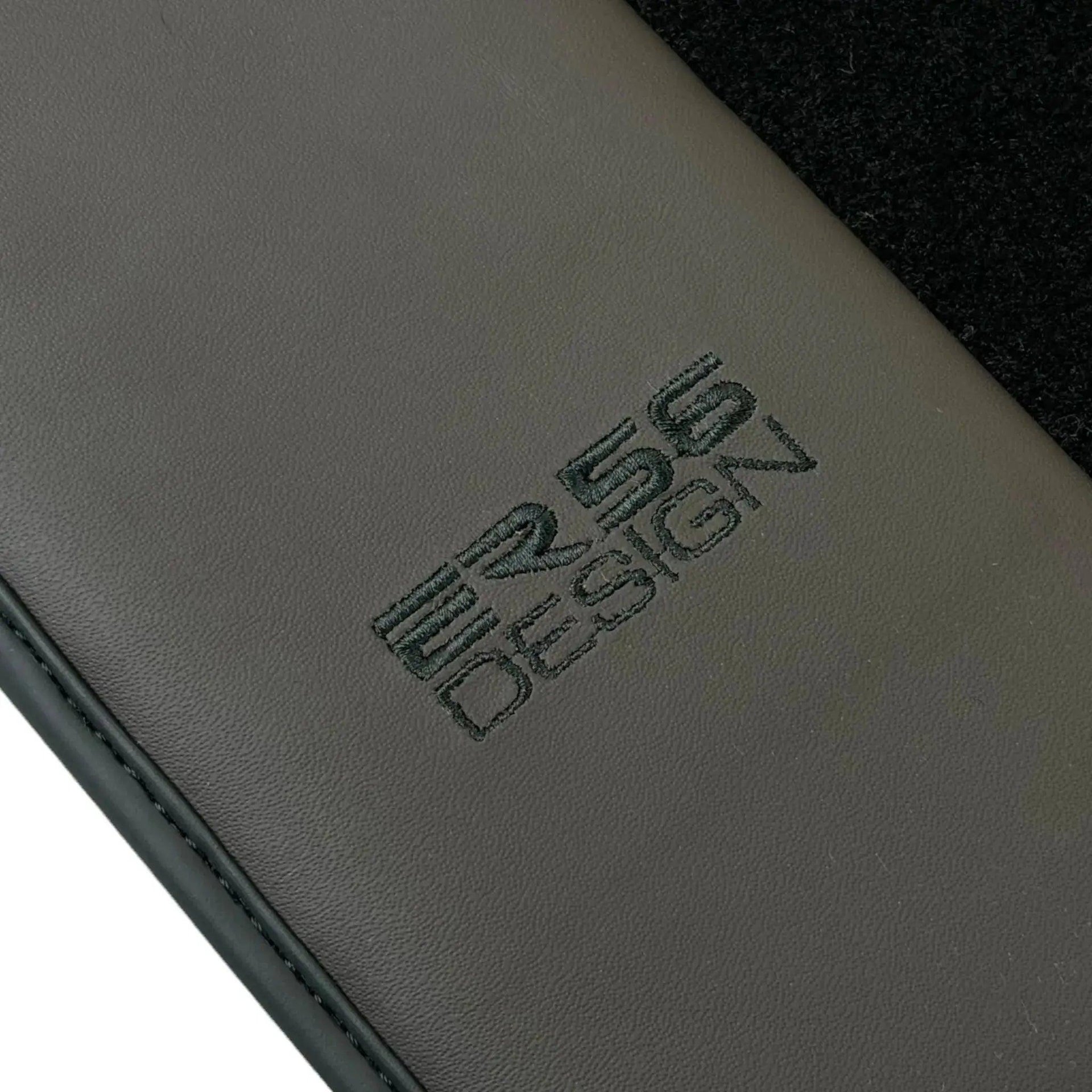 Black Floor Mats for Audi Q8 e-tron (2023-2025) with Dark Brown Leather | ER56 Design - AutoWin