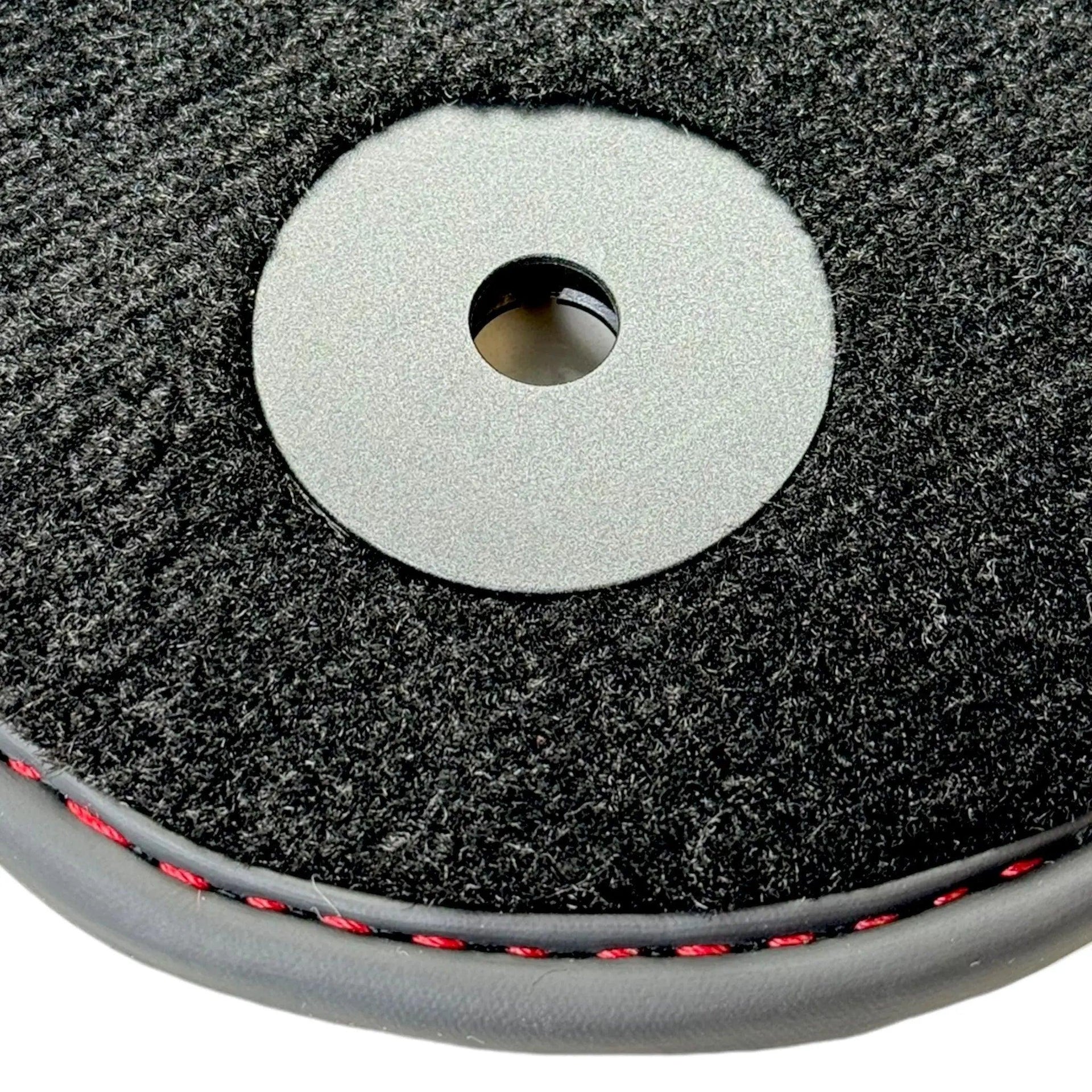 Black Floor Mats for Audi Q8 e-tron (2023-2025) with Red Leather | ER56 Design - AutoWin