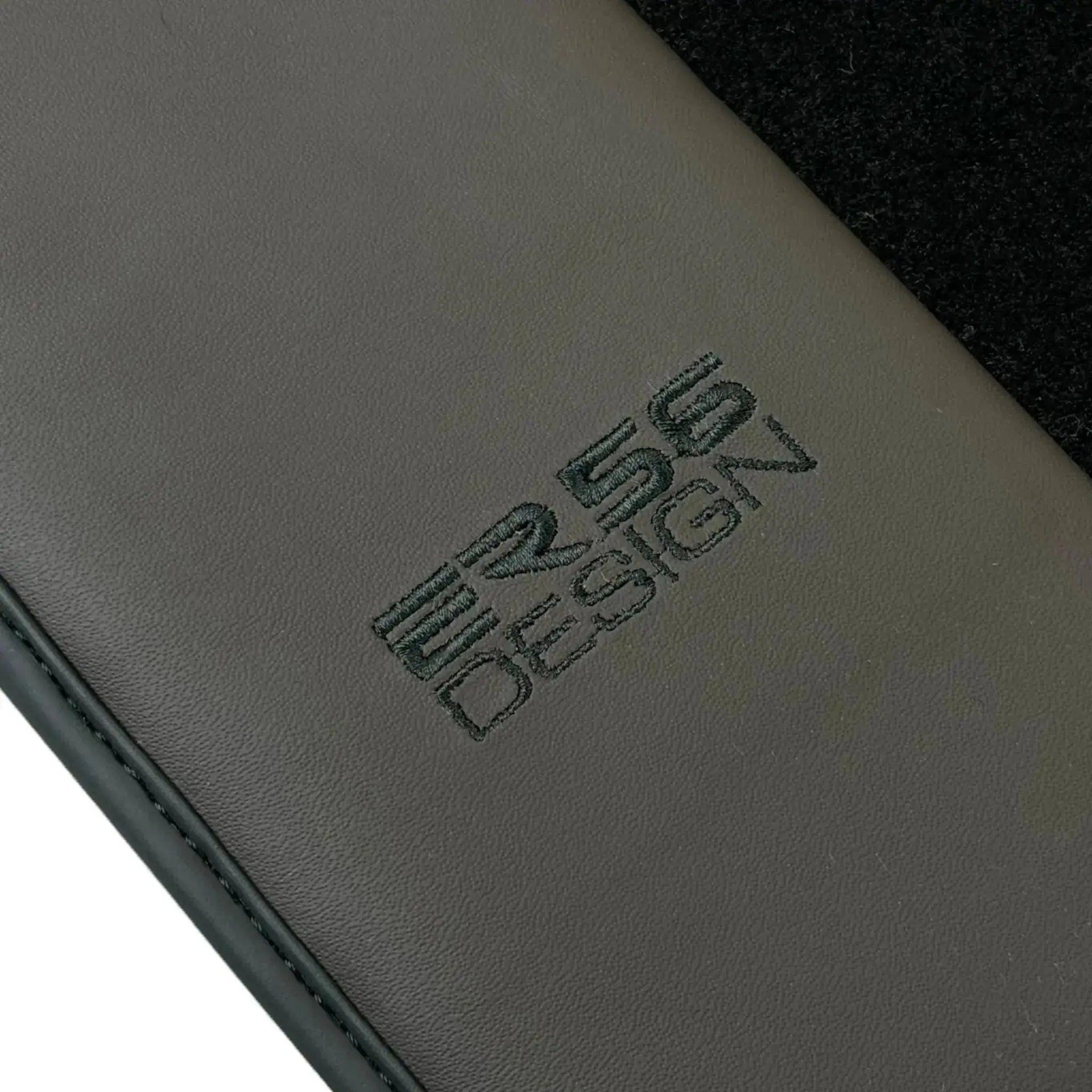 Black Floor Mats for Audi Q8 e-tron Sportback (2023-2025) with Dark Brown Leather | ER56 Design - AutoWin