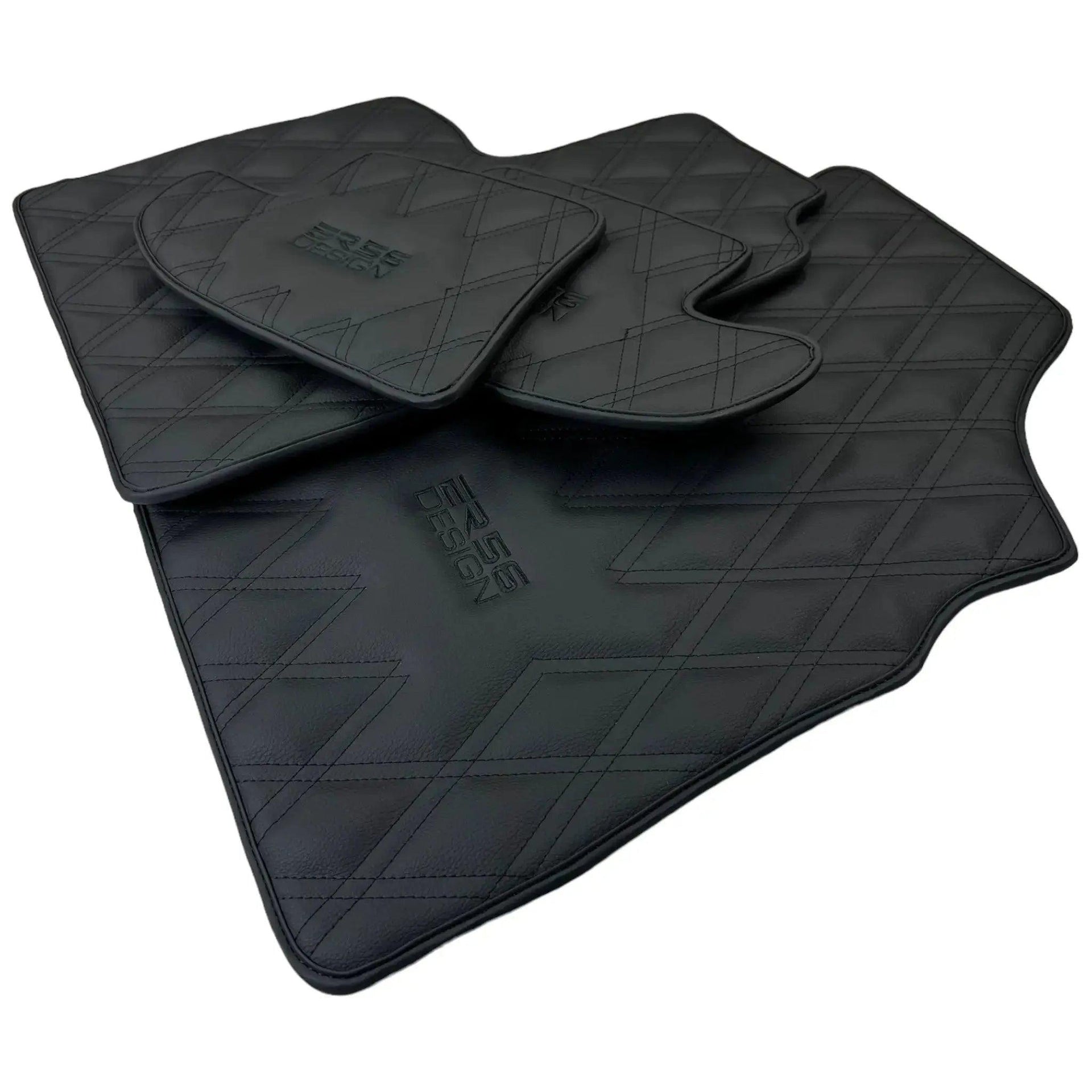 Black Floor Mats for Bentley Continental GTC (2006–2011) with Leather | ER56 Design - AutoWin