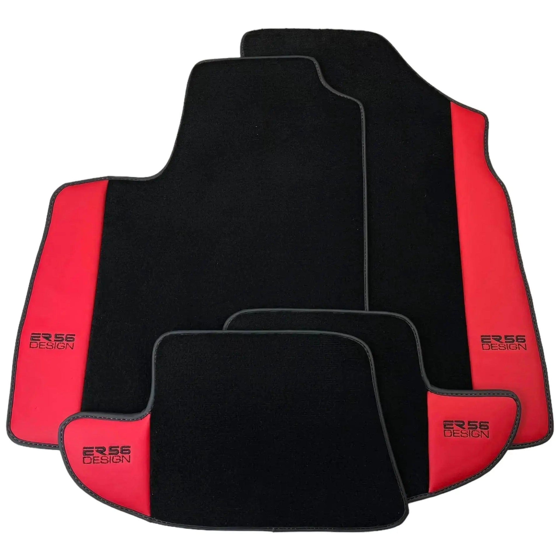 Black Floor Mats for Bentley Continental GTC (2011–2018) with Red Leather | ER56 Design - AutoWin