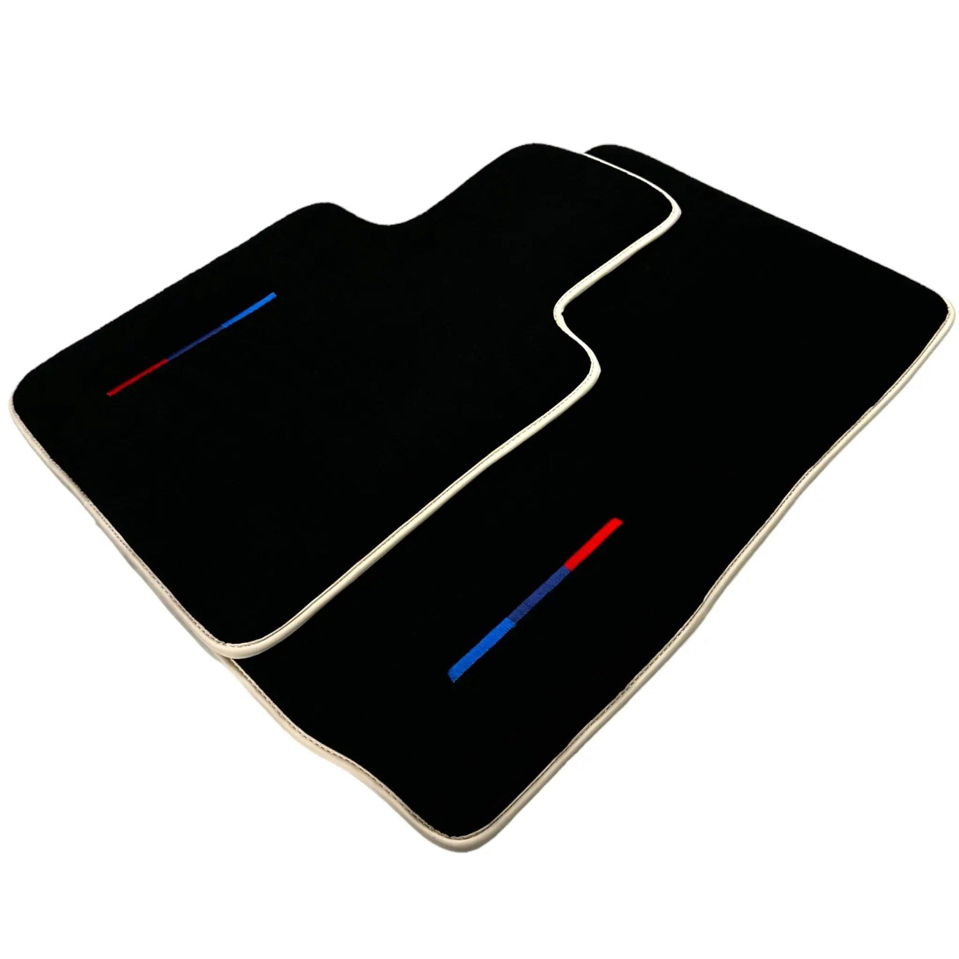 Black Floor Mats For BMW Z4 Series E89 With Color Stripes and Beige Trim Tailored Set Perfect Fit - AutoWin