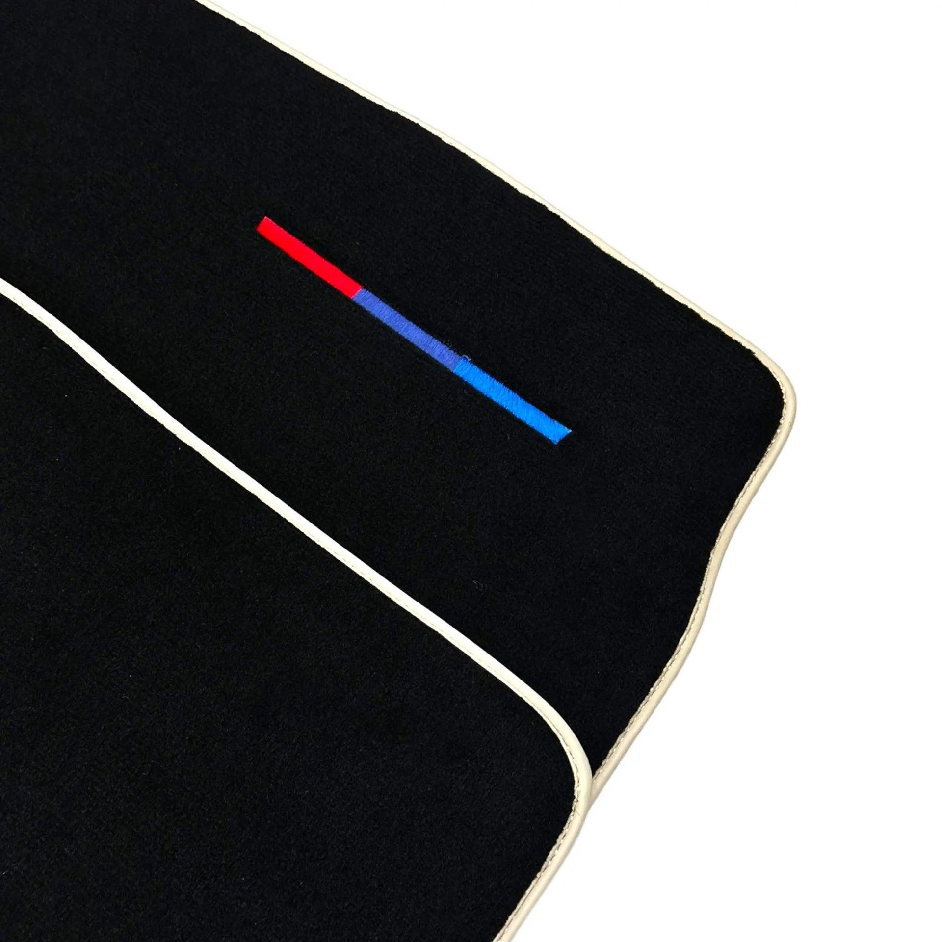 Black Floor Mats For BMW Z4 Series E89 With Color Stripes and Beige Trim Tailored Set Perfect Fit - AutoWin