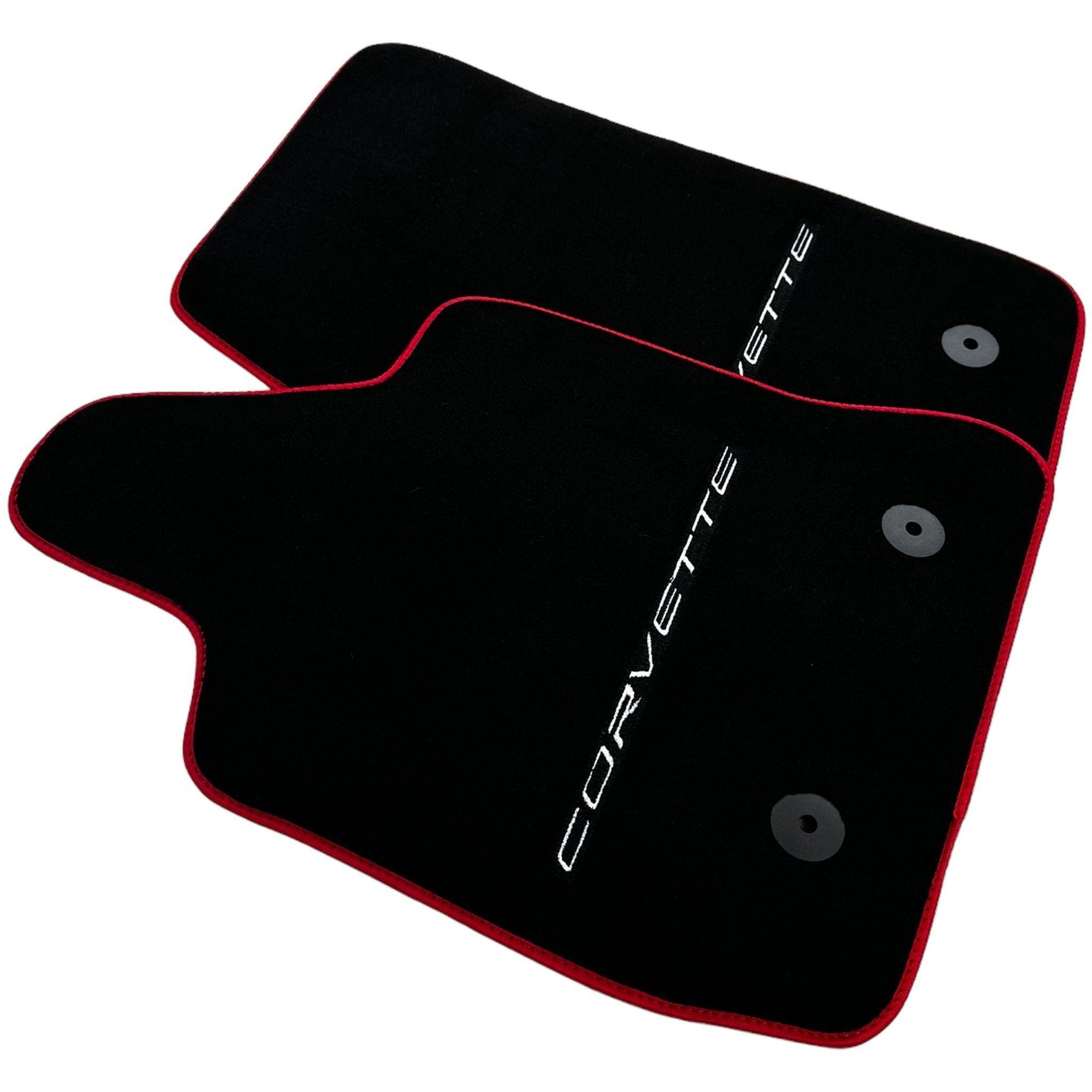Black Floor Mats For Chevrolet Corvette C7 Targa Top (2014-2019) - AutoWin