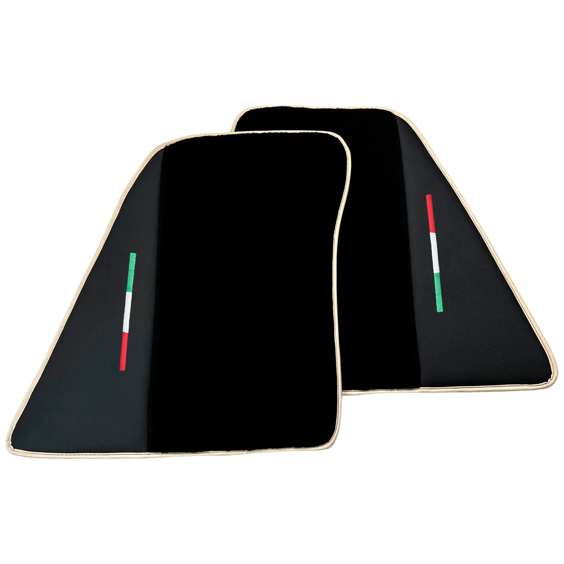 Black Floor Mats for Ferrari 296 GTB (2022-2024) with Leather | Beige Trim - AutoWin