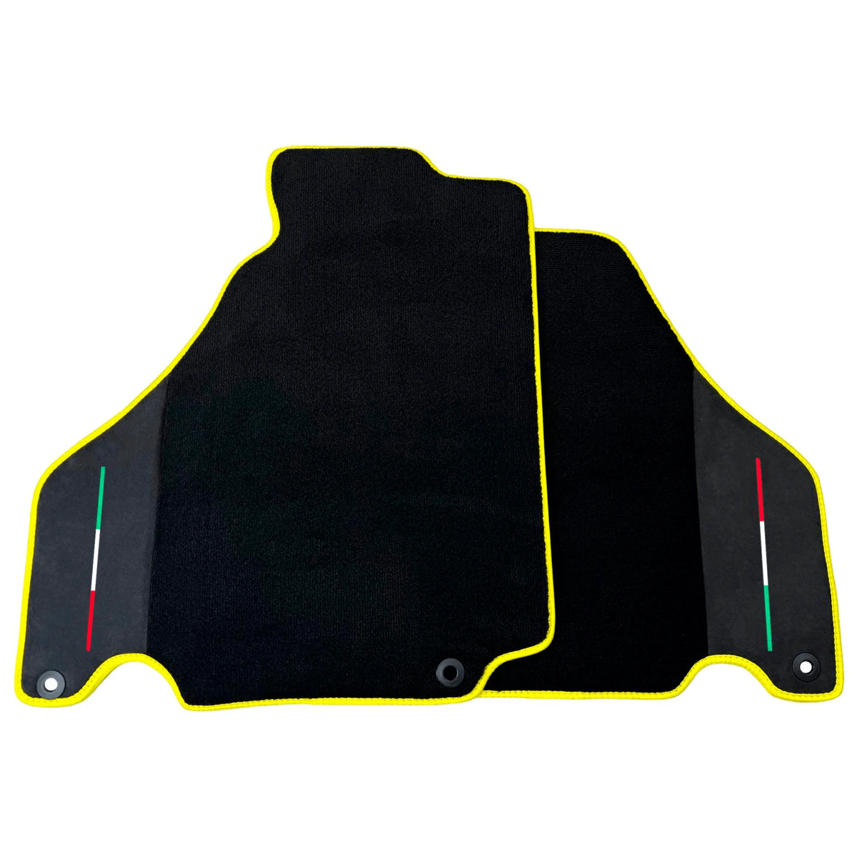 Black Floor Mats for Ferrari 360 Spider with Alcantara Leather | Yellow Trim - AutoWin