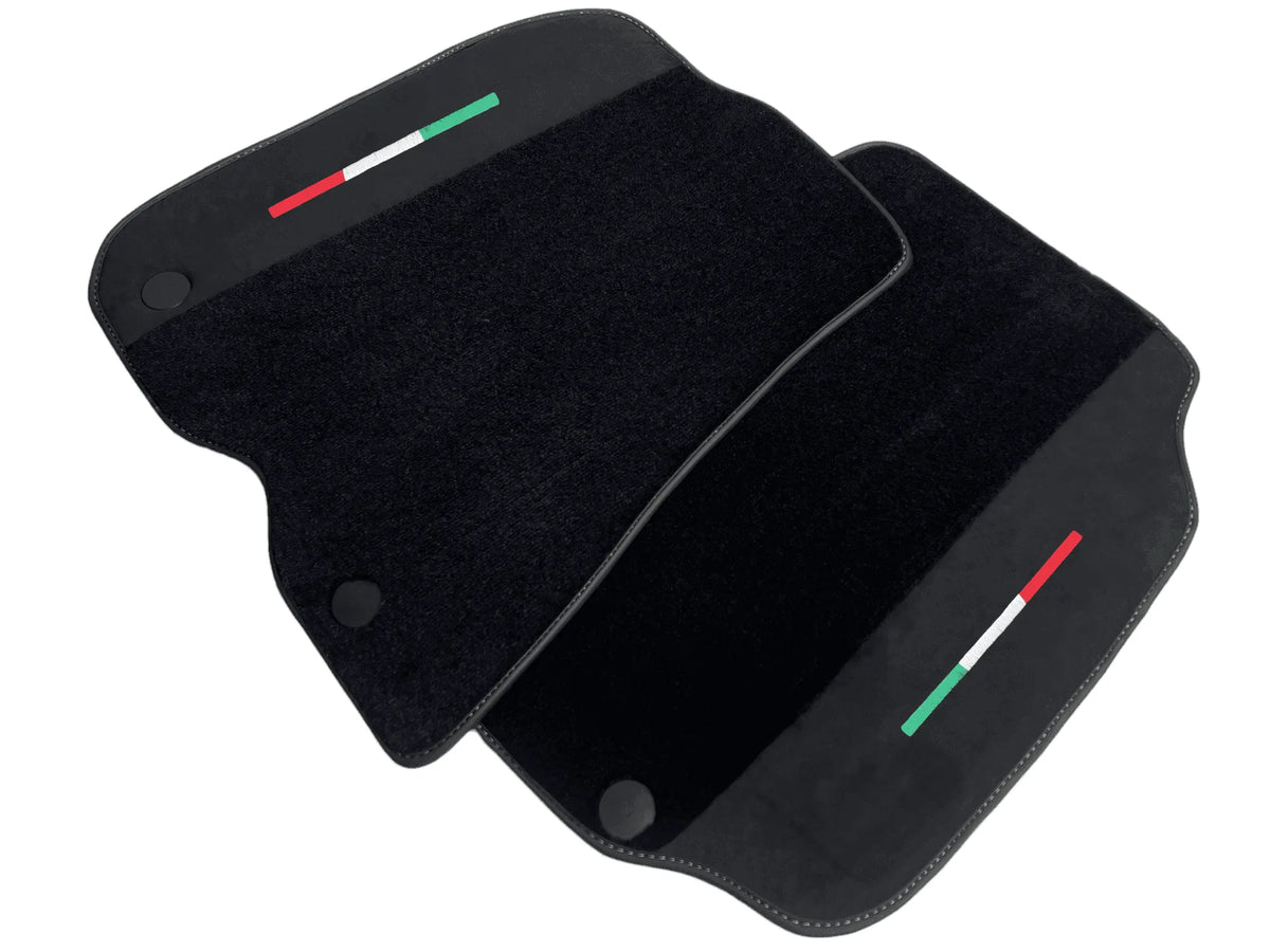 Black Floor Mats For Ferrari 812 Superfast (2018-2023) With Alcantara Leather Yellow Edition