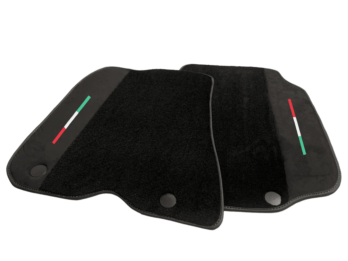 Black Floor Mats For Ferrari 812 Superfast (2018-2023) With Alcantara Leather Yellow Edition