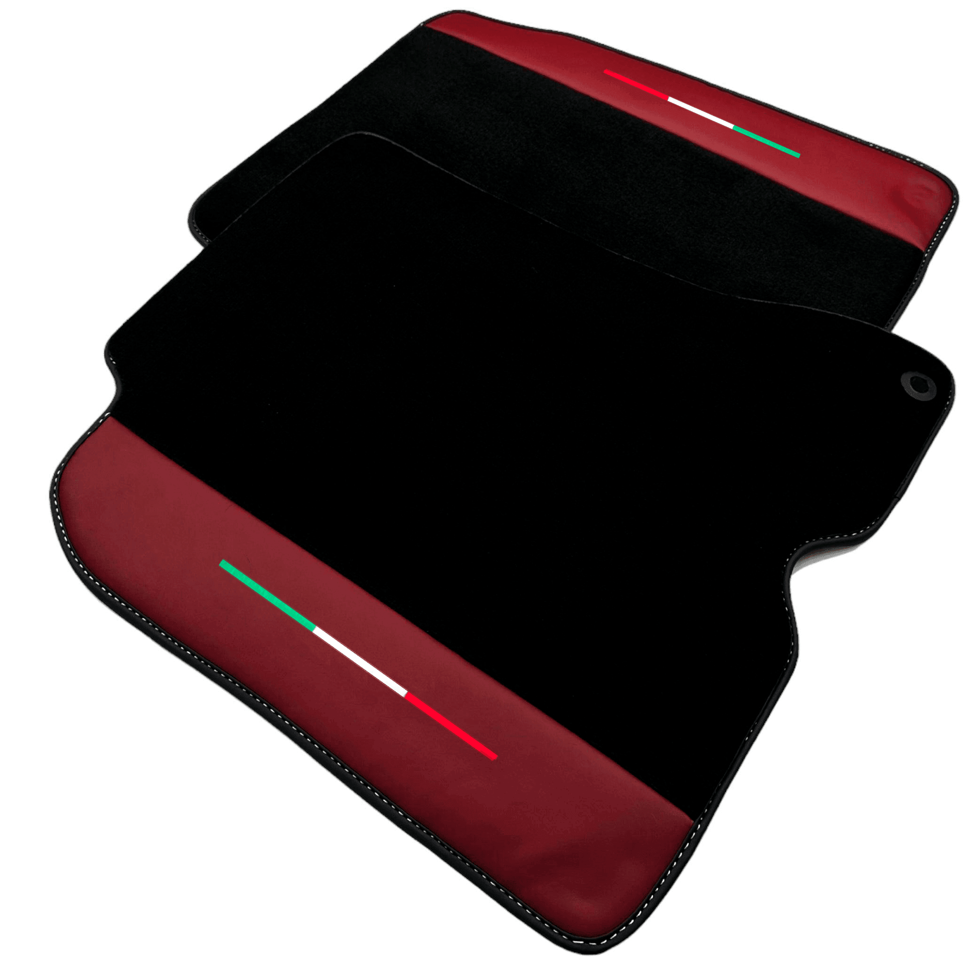 Black Floor Mats for Ferrari California T (2015–2018) Bordeaux Nappa Leather - AutoWin