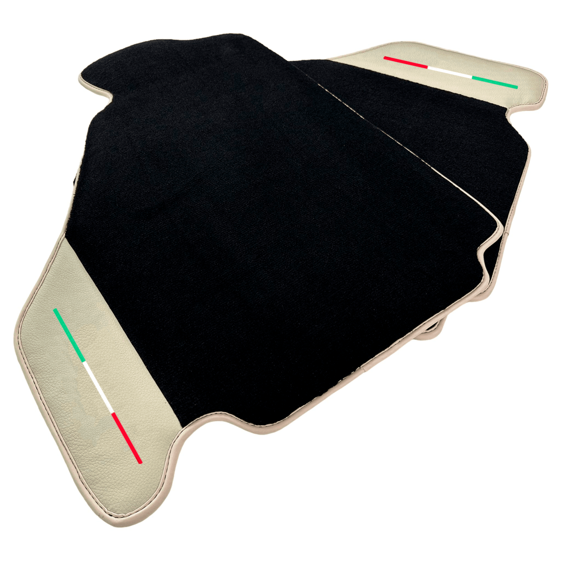 Black Floor Mats For Ferrari F430 2004-2009 With Beige Leather - AutoWin