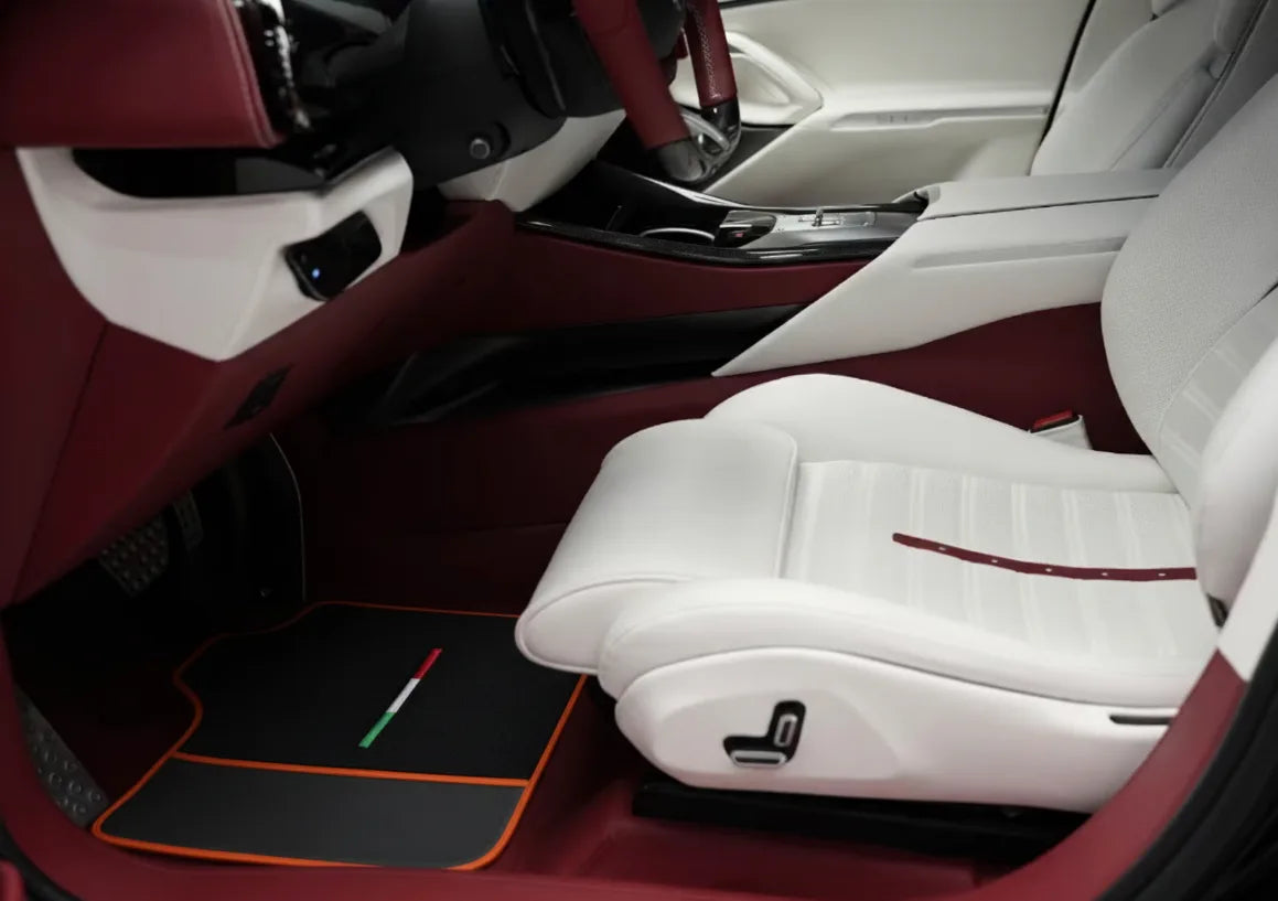 Black Floor Mats for Ferrari Purosangue (2023-2027) with Leather | Various Trim Colors