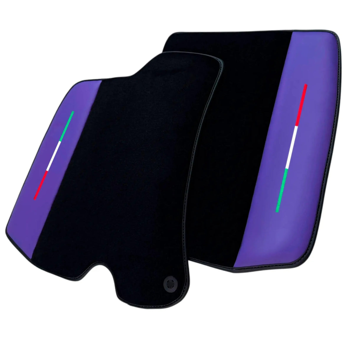 Black Floor Mats for Ferrari Roma (2021-2027) with Purple Leather | Italian Edition