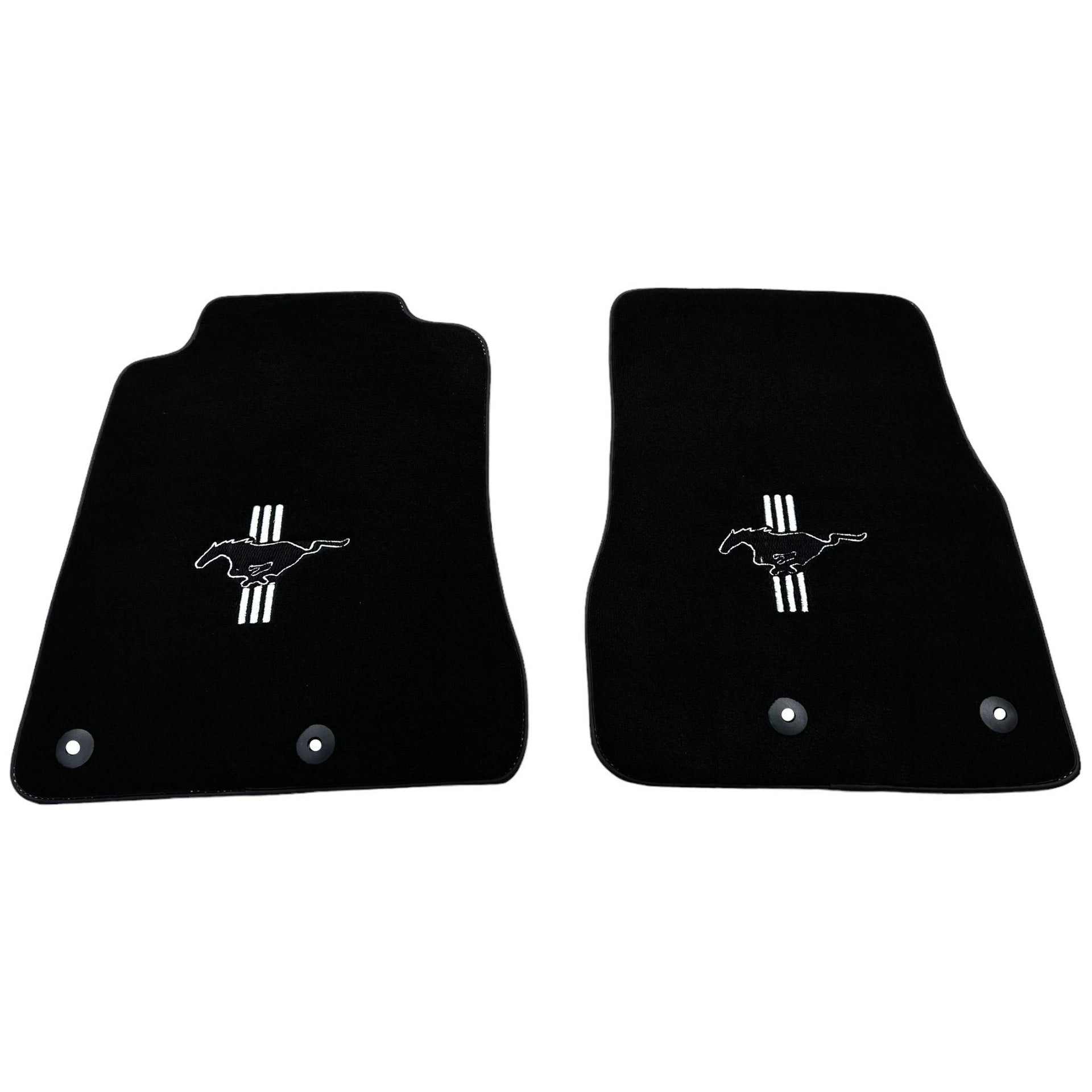 Black Floor Mats For Ford Mustang V FL (2011-2014) With Pony - AutoWin