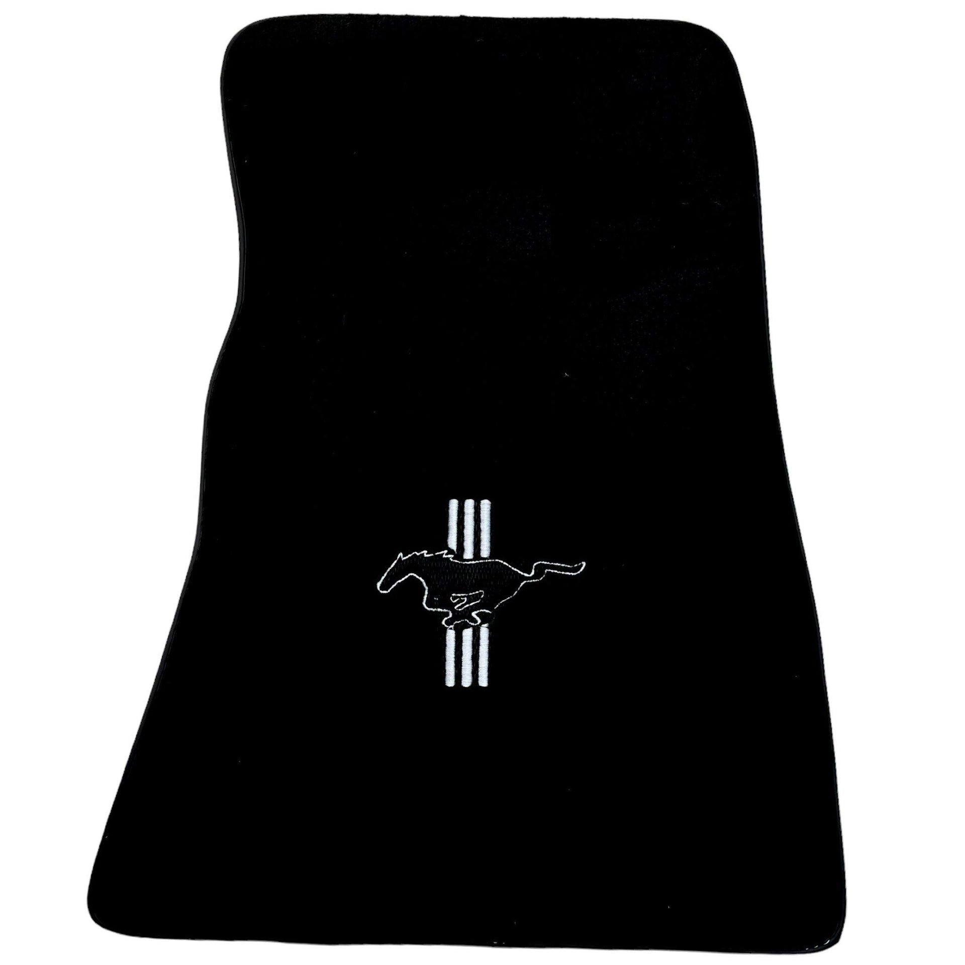 Black Floor Mats For Ford Mustang VI (2015-2023) With Pony - AutoWin
