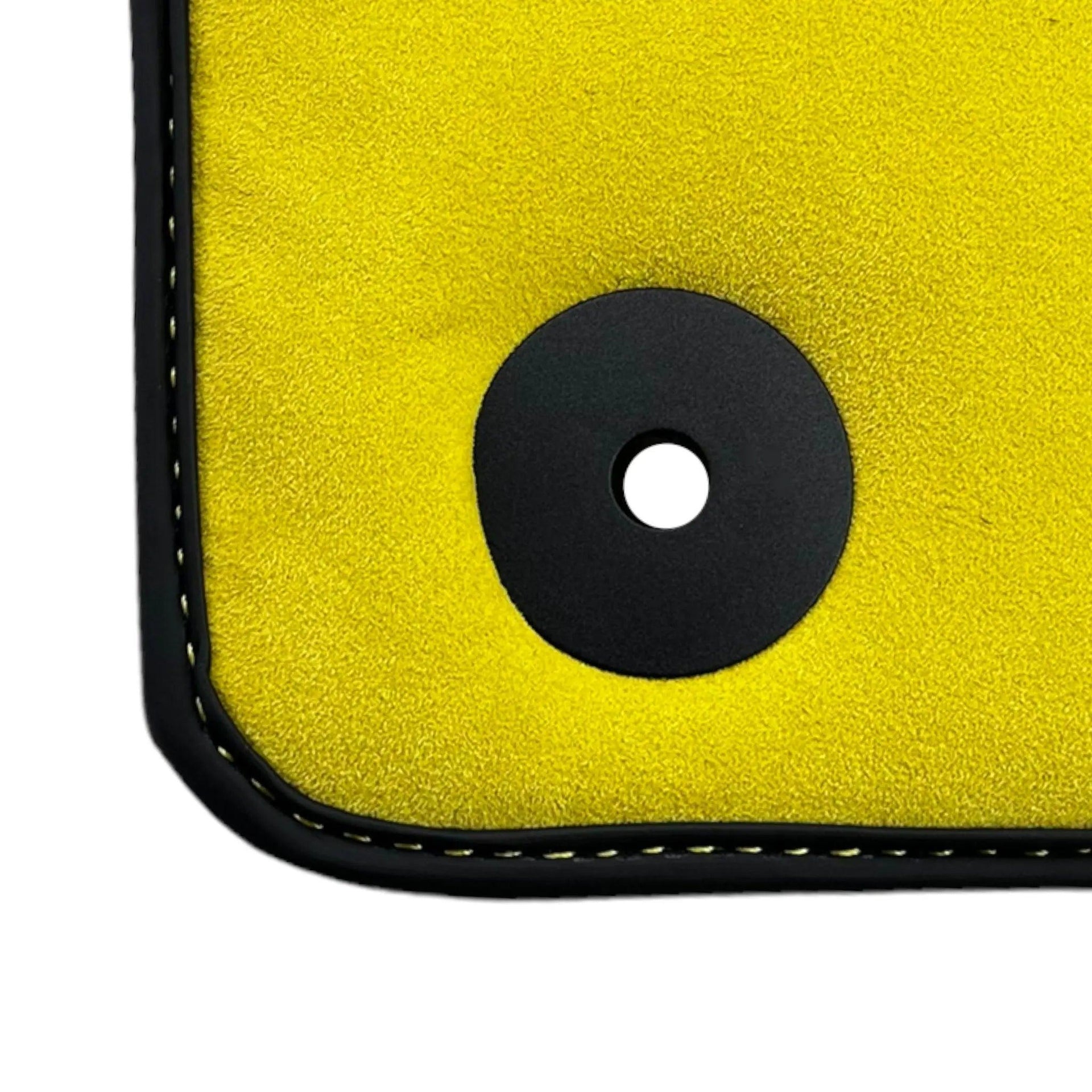 Black Floor Mats For Lamborghini Urus With Yellow Alcantara Leather - AutoWin