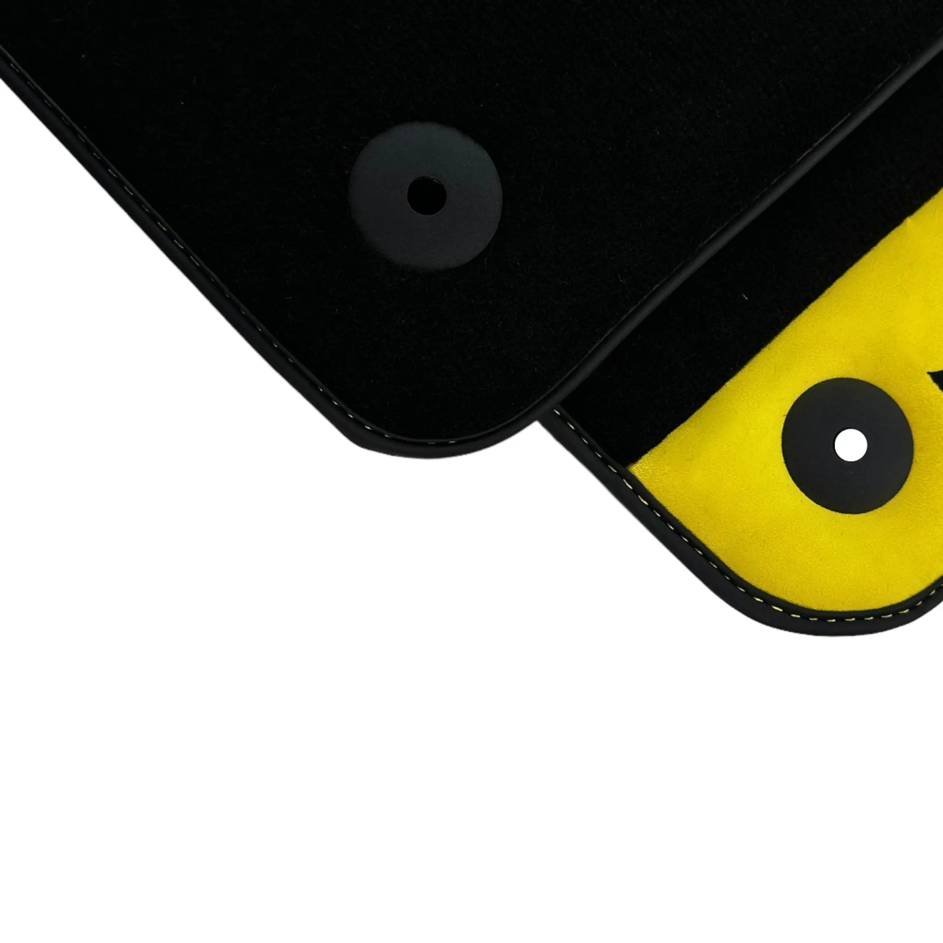 Black Floor Mats For Lamborghini Urus With Yellow Alcantara Leather - AutoWin