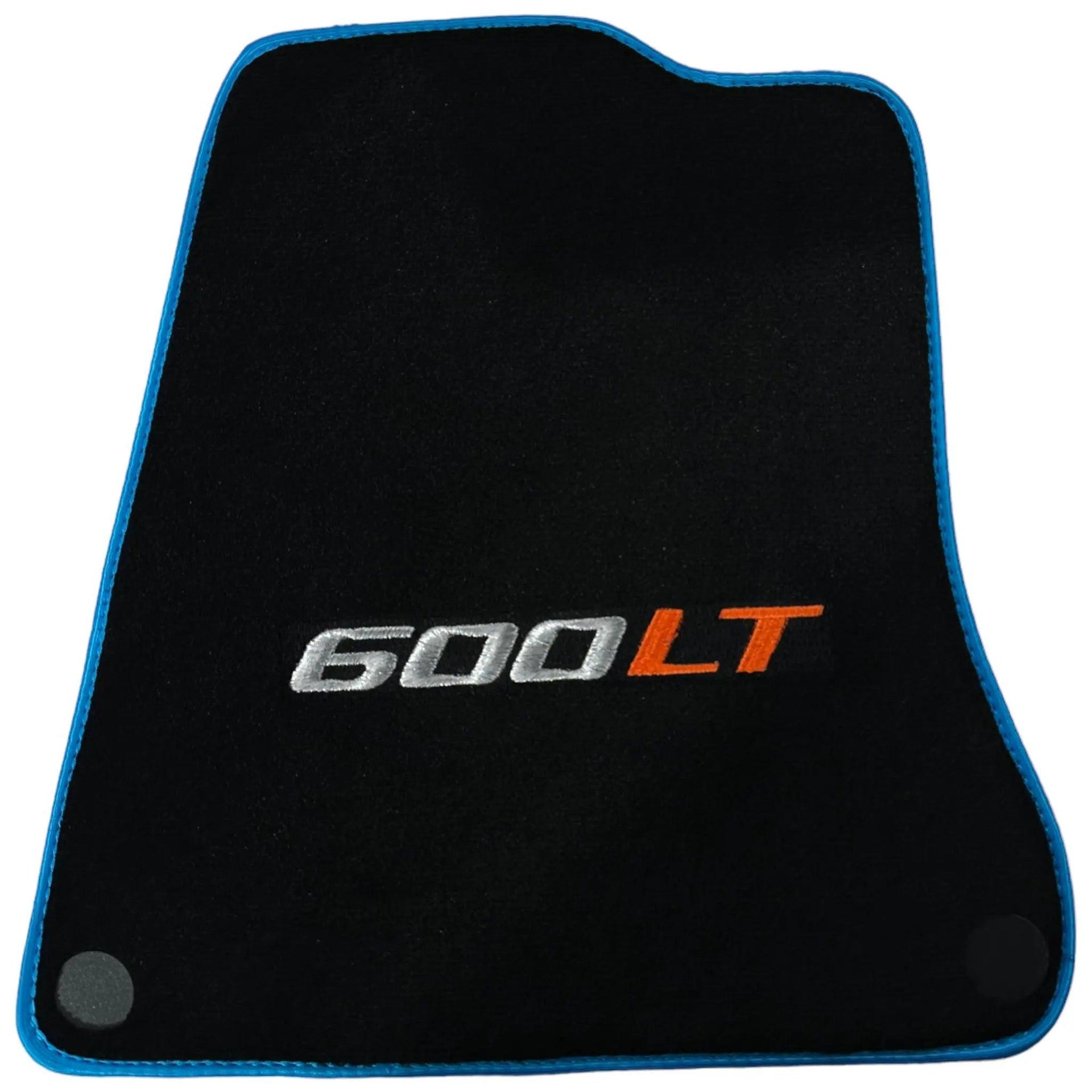 Black Floor Mats for McLaren 600 LT (2018-2020) With Blue Trim - AutoWin