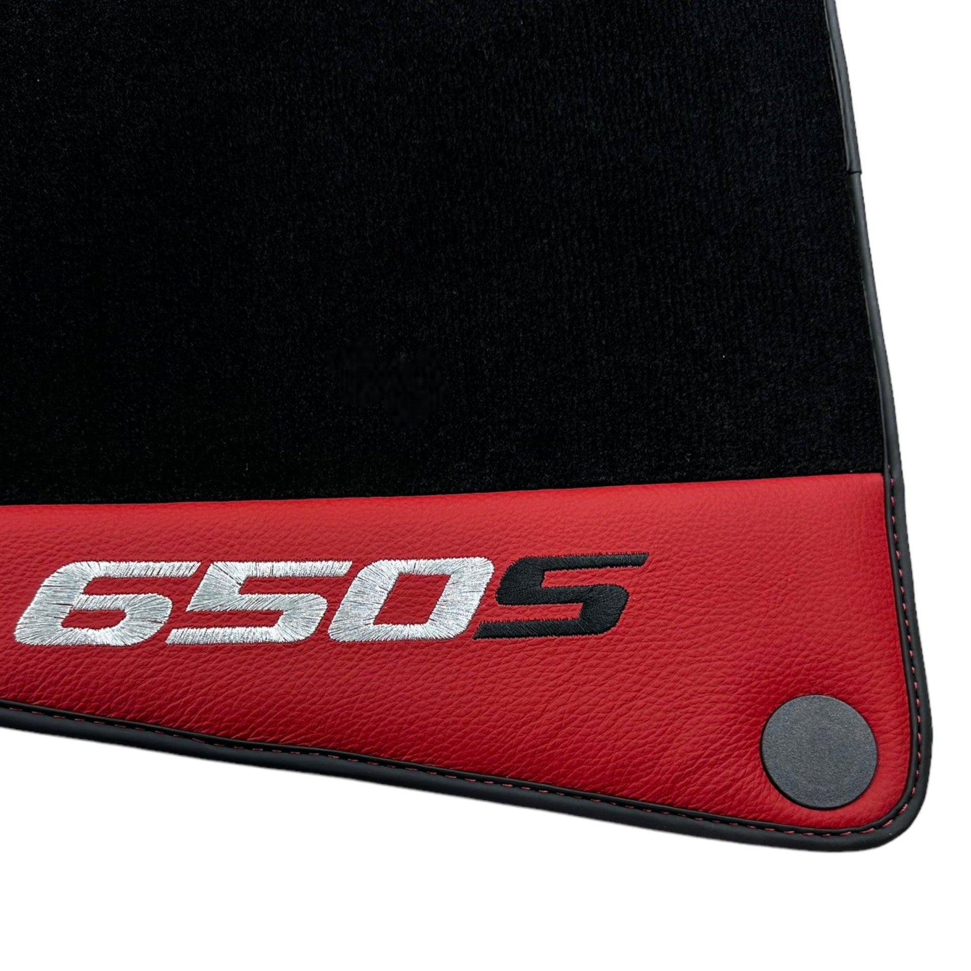 Black Floor Mats For McLaren 650S Black Tailored With Red Leather - AutoWin