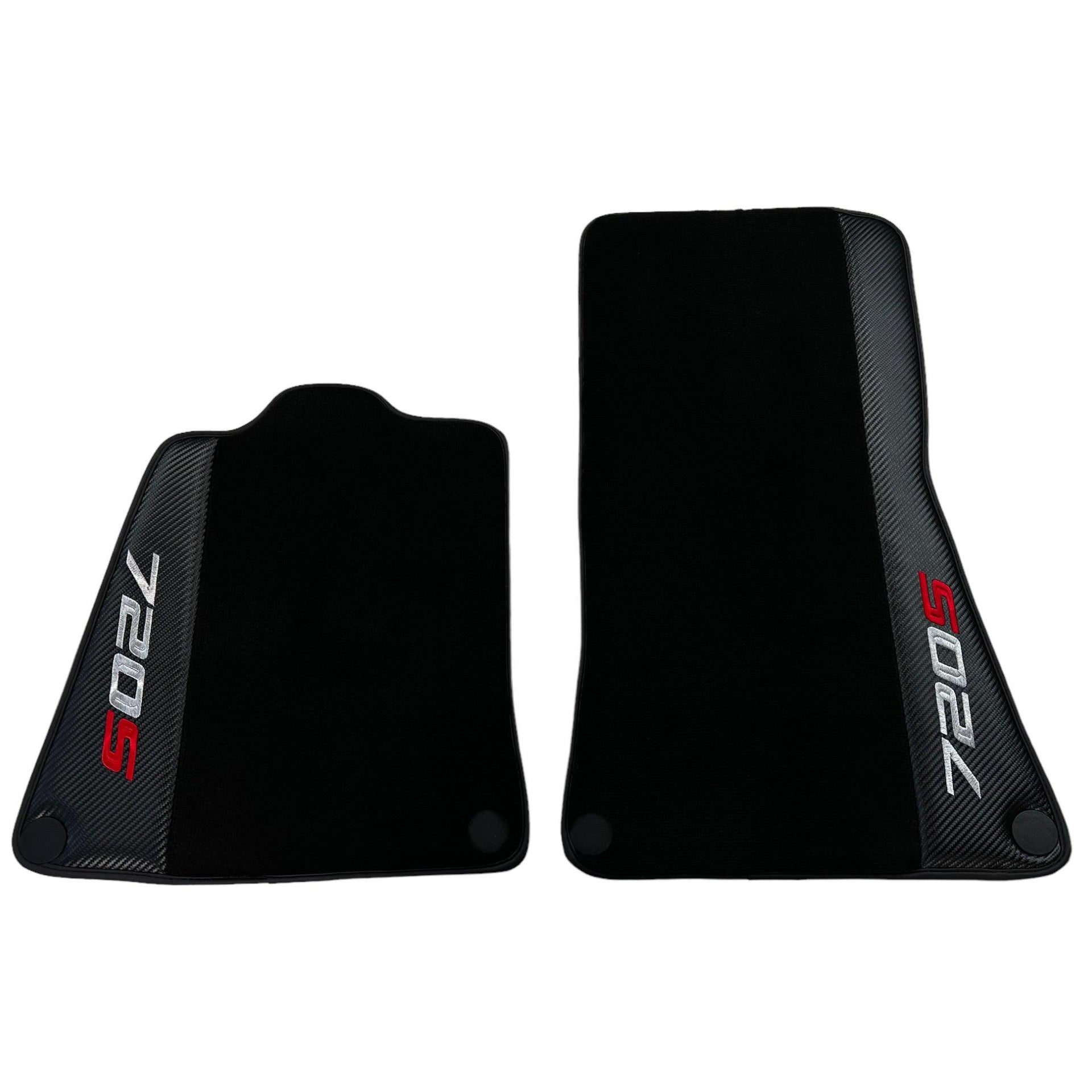 Black Floor Mats For McLaren 720S (2017-2021) with Carbon Leather - AutoWin