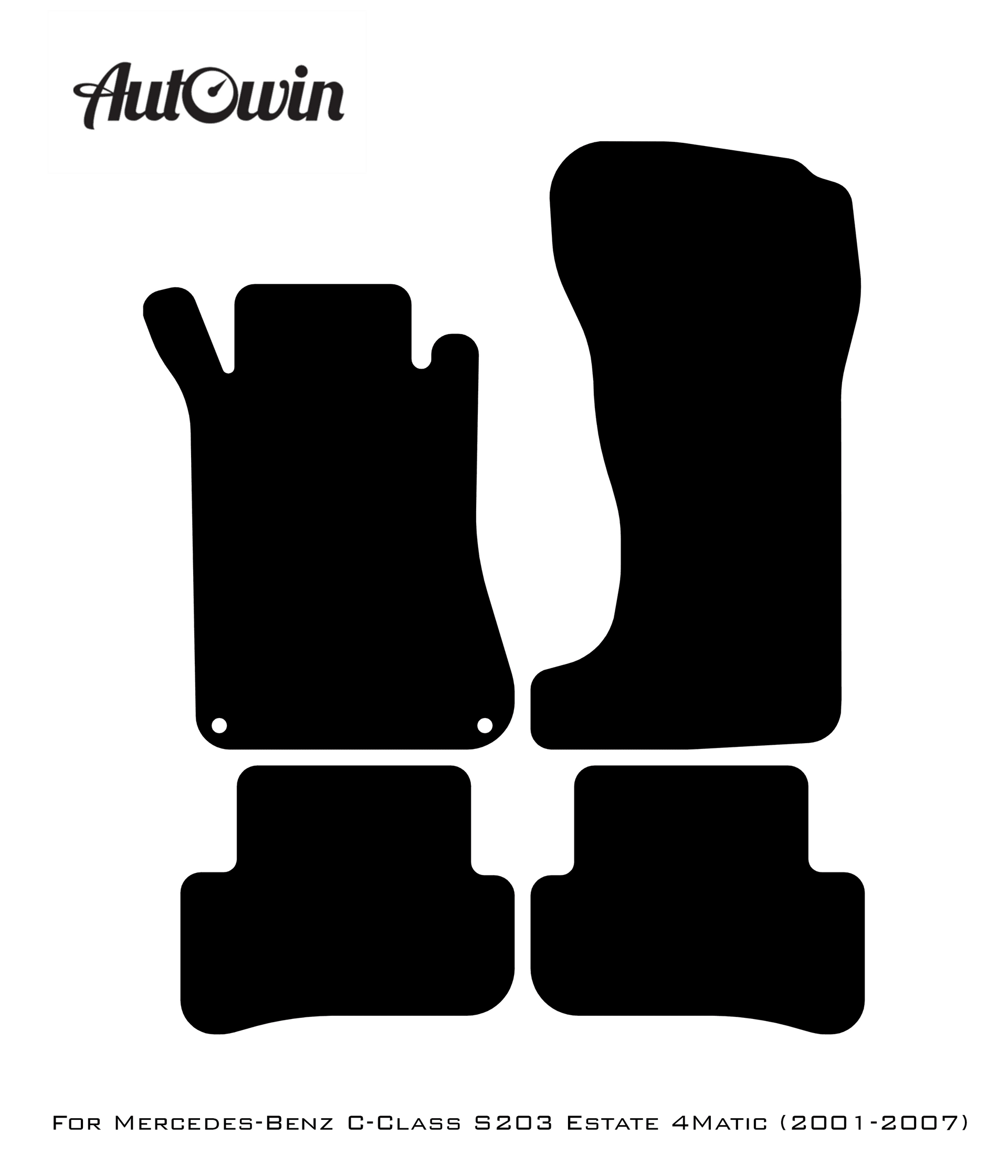 Black Floor Mats For Mercedes Benz C-Class S203 Estate 4Matic (2001-2007) | Limited Edition - AutoWin