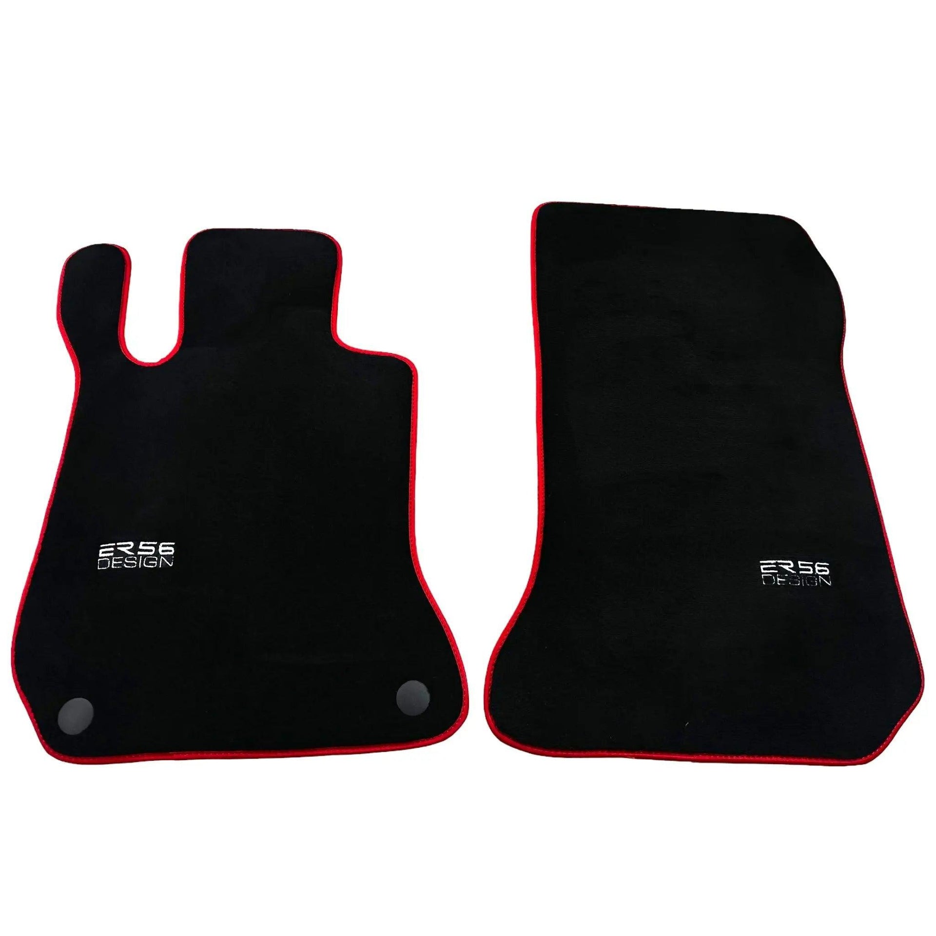 Black Floor Mats For Mercedes-Benz C Class W204 Coupe 2012-2015 ER56 Design with Red Trim - AutoWin