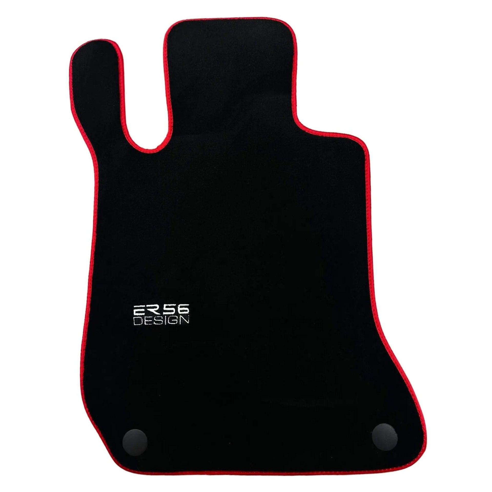Black Floor Mats For Mercedes-Benz C Class W204 Coupe 2012-2015 ER56 Design with Red Trim - AutoWin