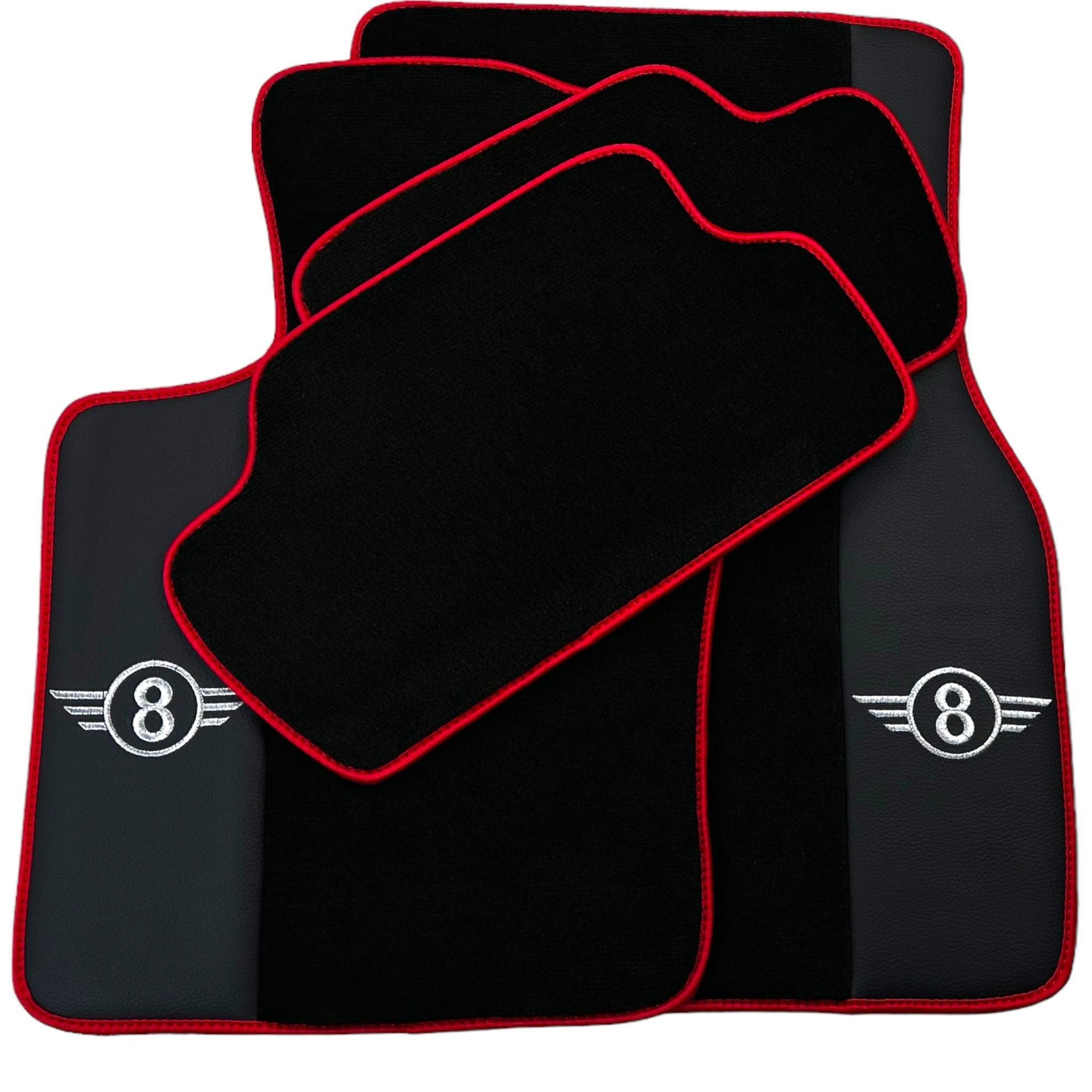 Black Floor Mats for Mini Clubman F54 (2015-2019) With Leather | Red Trim - AutoWin