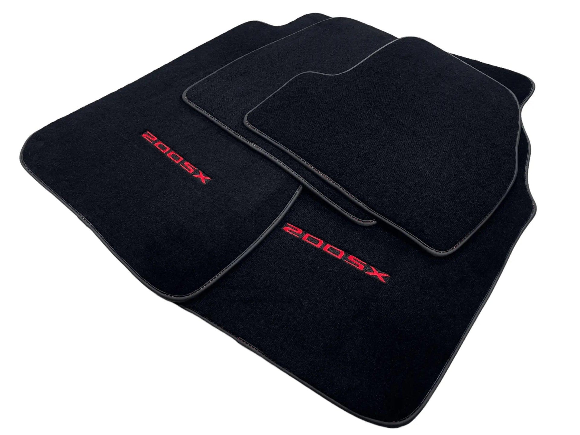 Black Floor Mats For Nissan 200 SX (1989-1994) With Red Logo - AutoWin