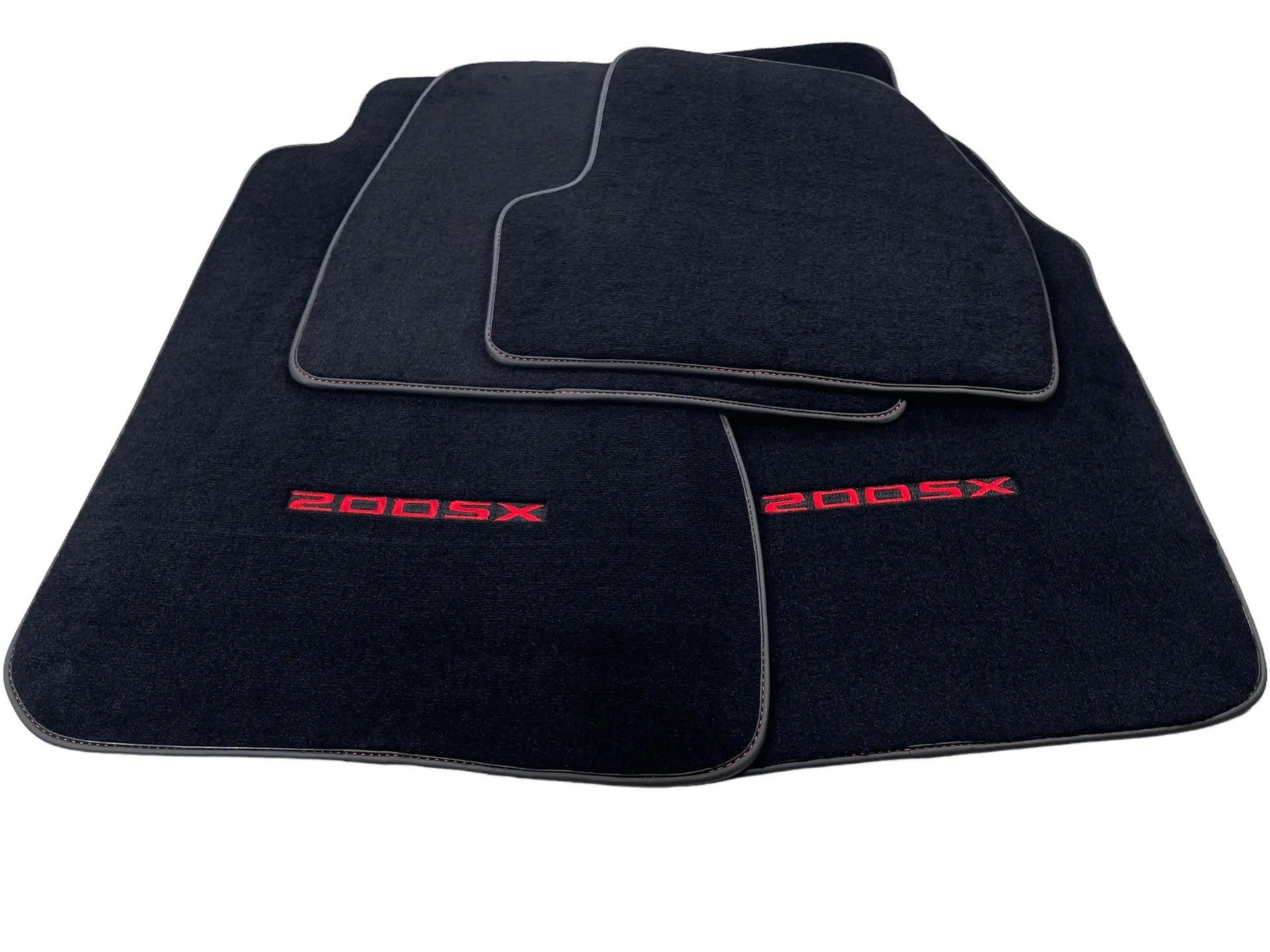 Black Floor Mats For Nissan 200 SX (1995-2000) Tailored With Red Logo - AutoWin
